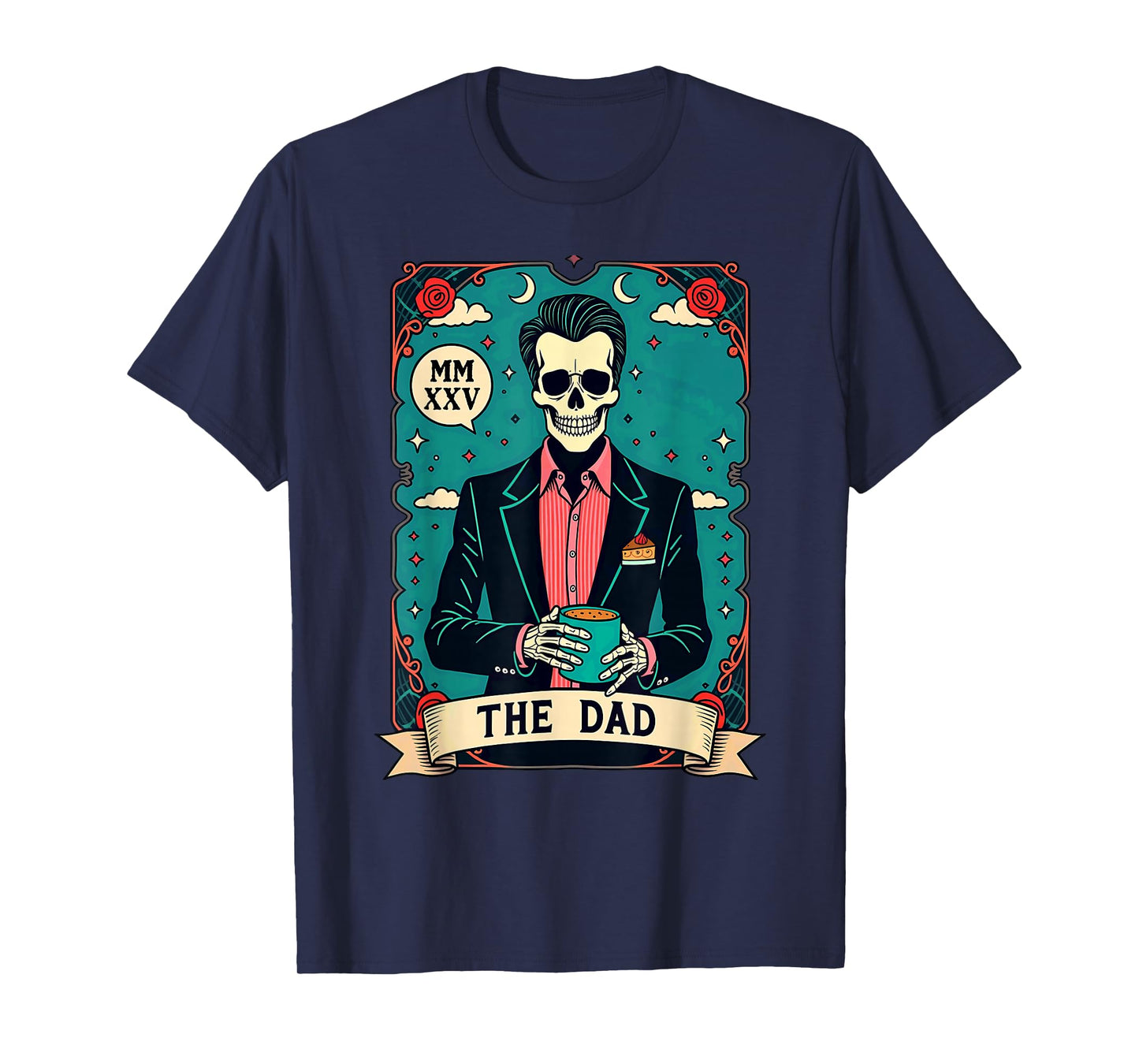 Retro Witch Dad Tarot Card Skeleton Halloween T-Shirt