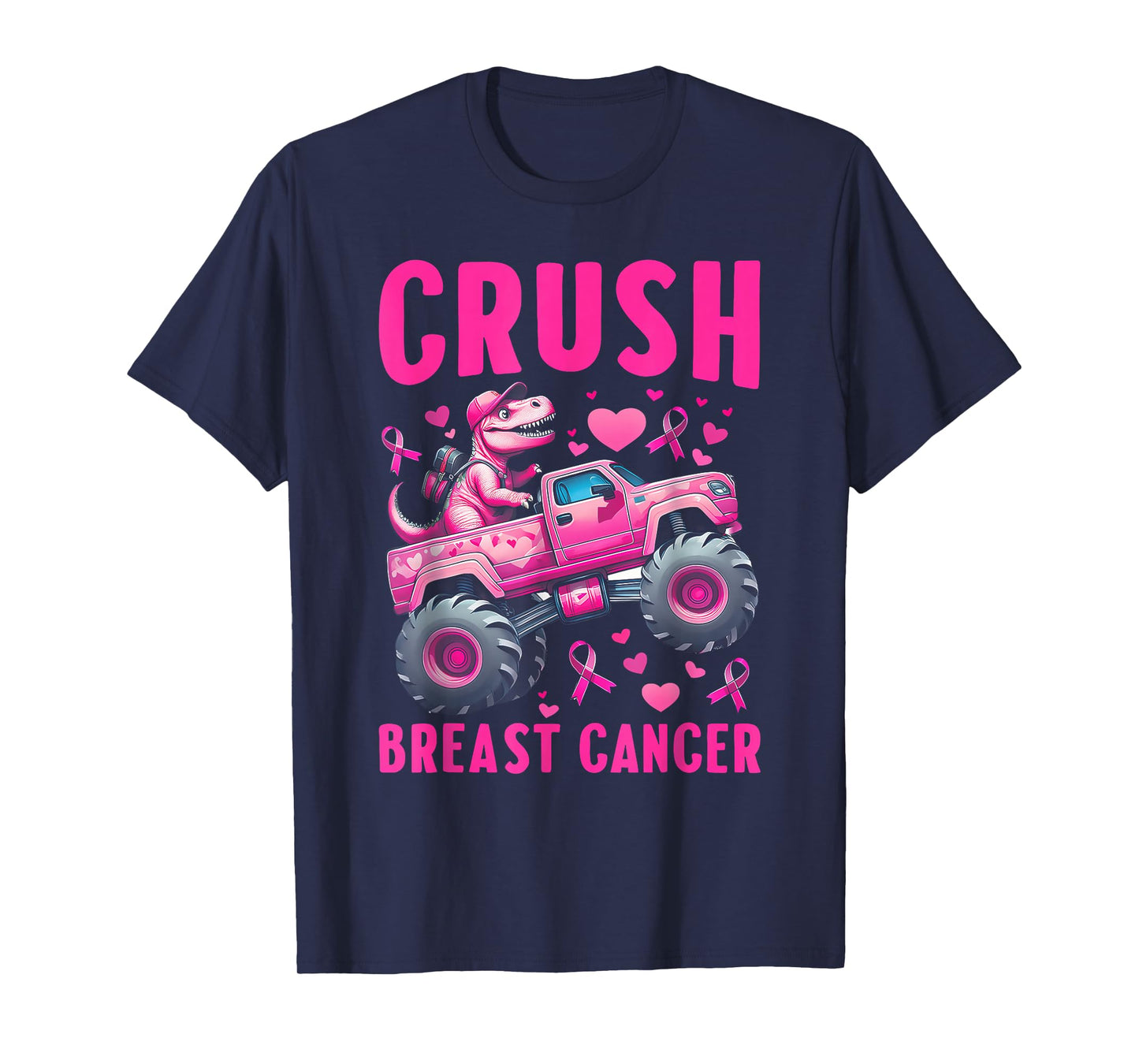 Crush Breast Cancer Awareness Monster Truck Toddler Boy Kids T-Shirt