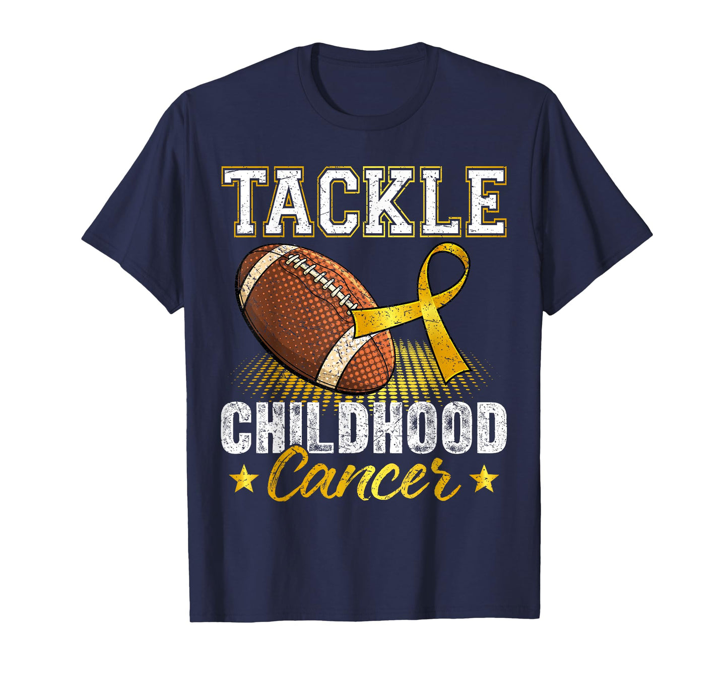 Tackle Childhood Cancer Boys Girls Kid Football Gold Ribbon T-Shirt