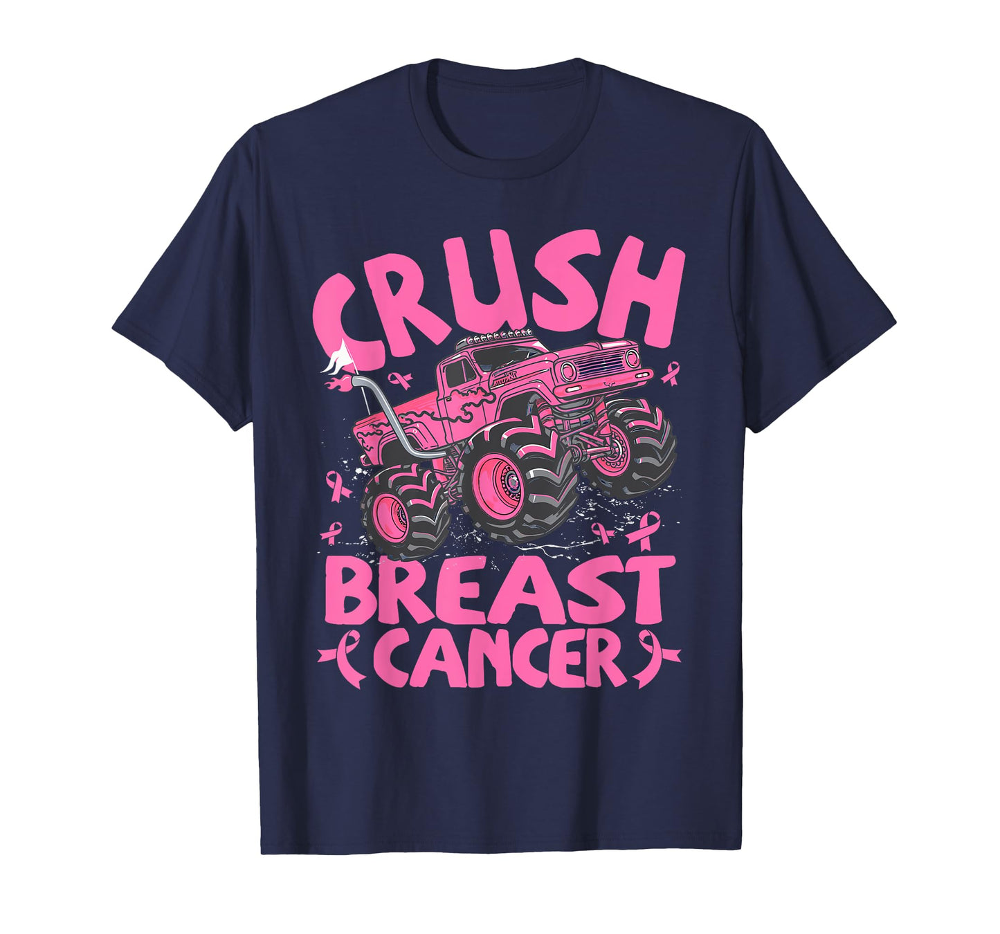 Crush Breast Cancer Awareness Monster Truck Toddler Boy Kids T-Shirt