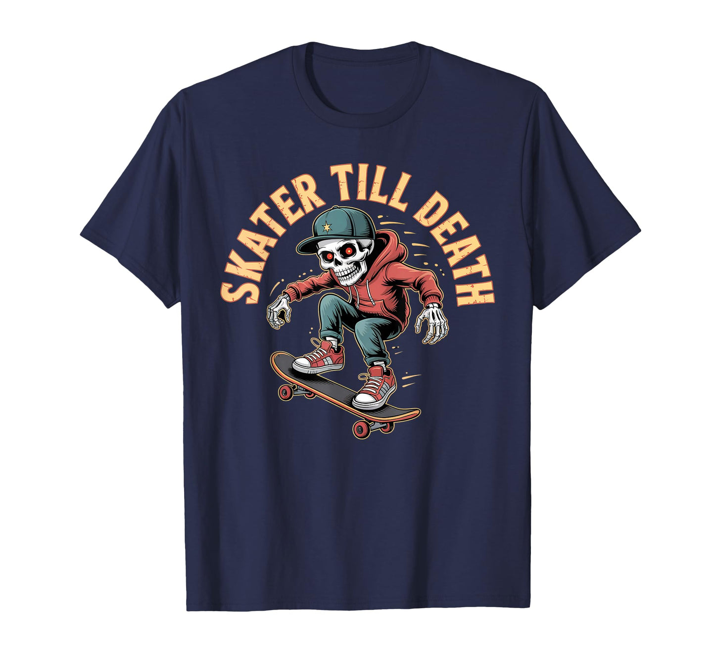 Skater Till Death Skeleton Skateboarding Design for Skaters T-Shirt