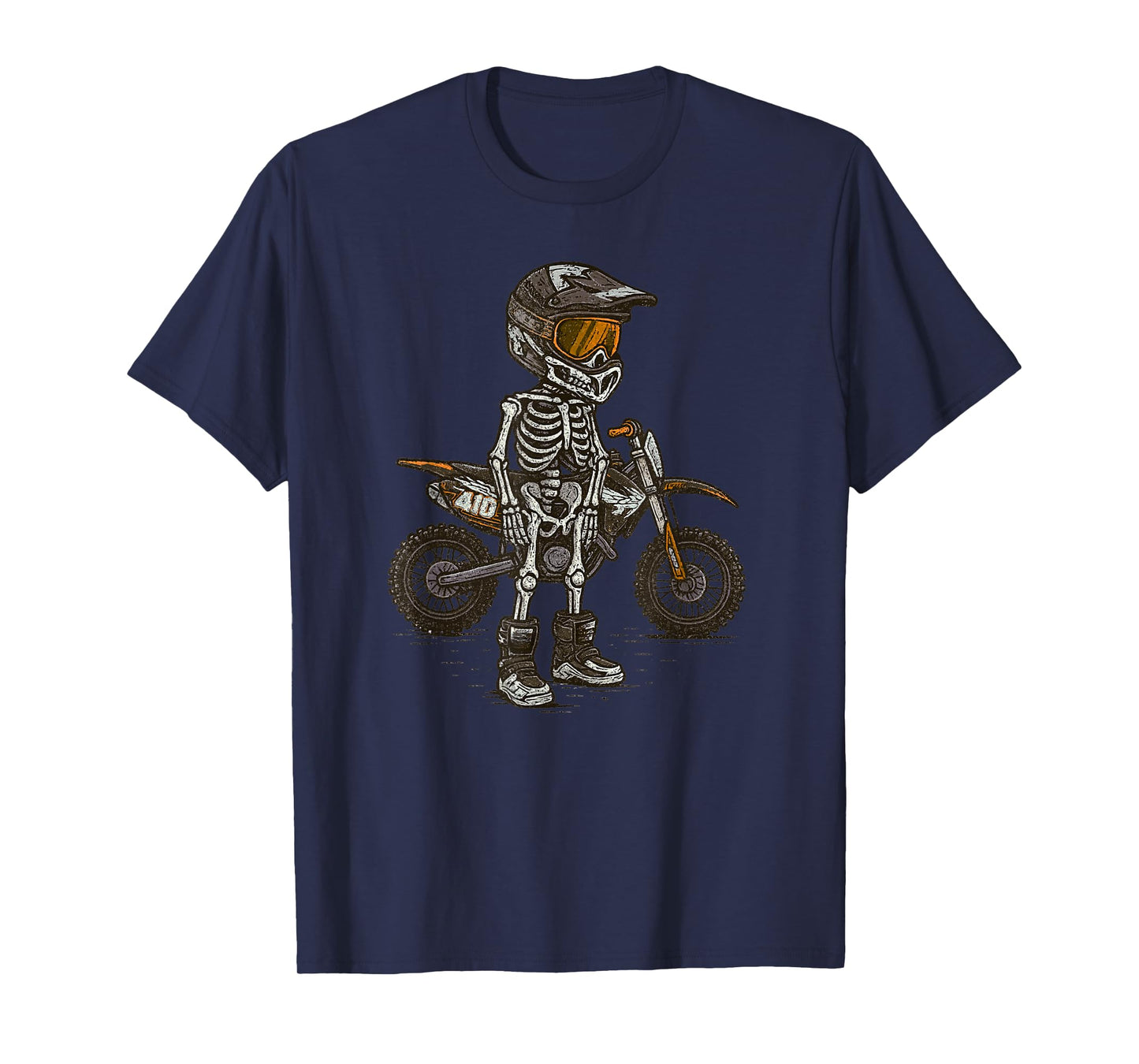 Vintage Halloween Skeleton Motocross Funny Spooky Costume T-Shirt