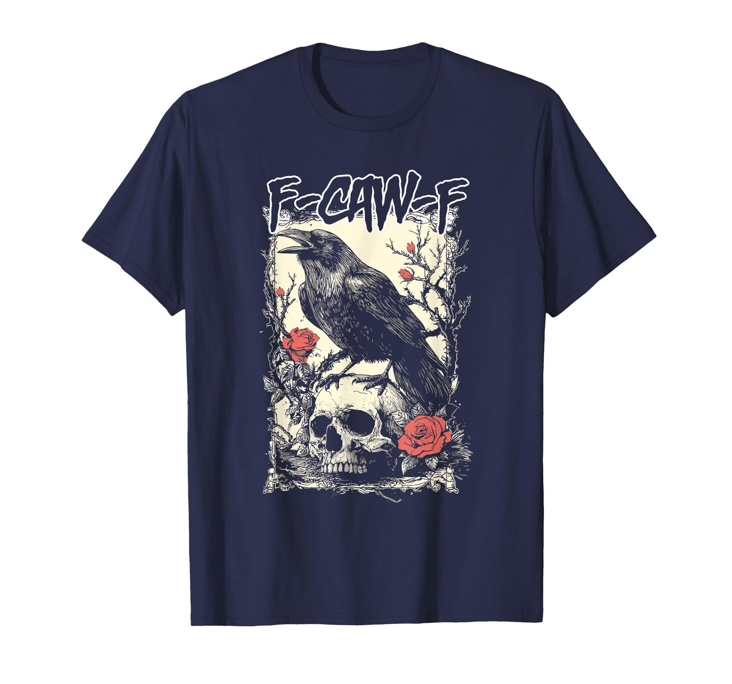 Floral Crow Raven F-CAW-F Halloween Dark Bird Crow Meme T-Shirt