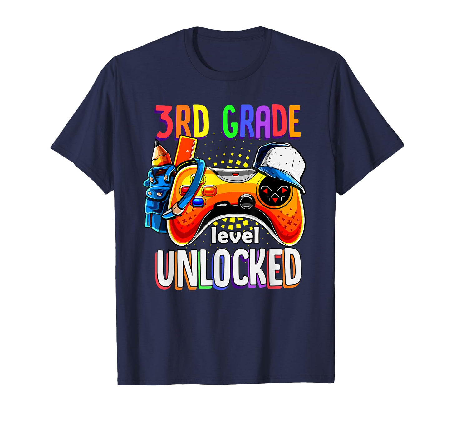 Gamer Back To School Gamepad 3rd Third Grade Level Unlocked T-Shirt