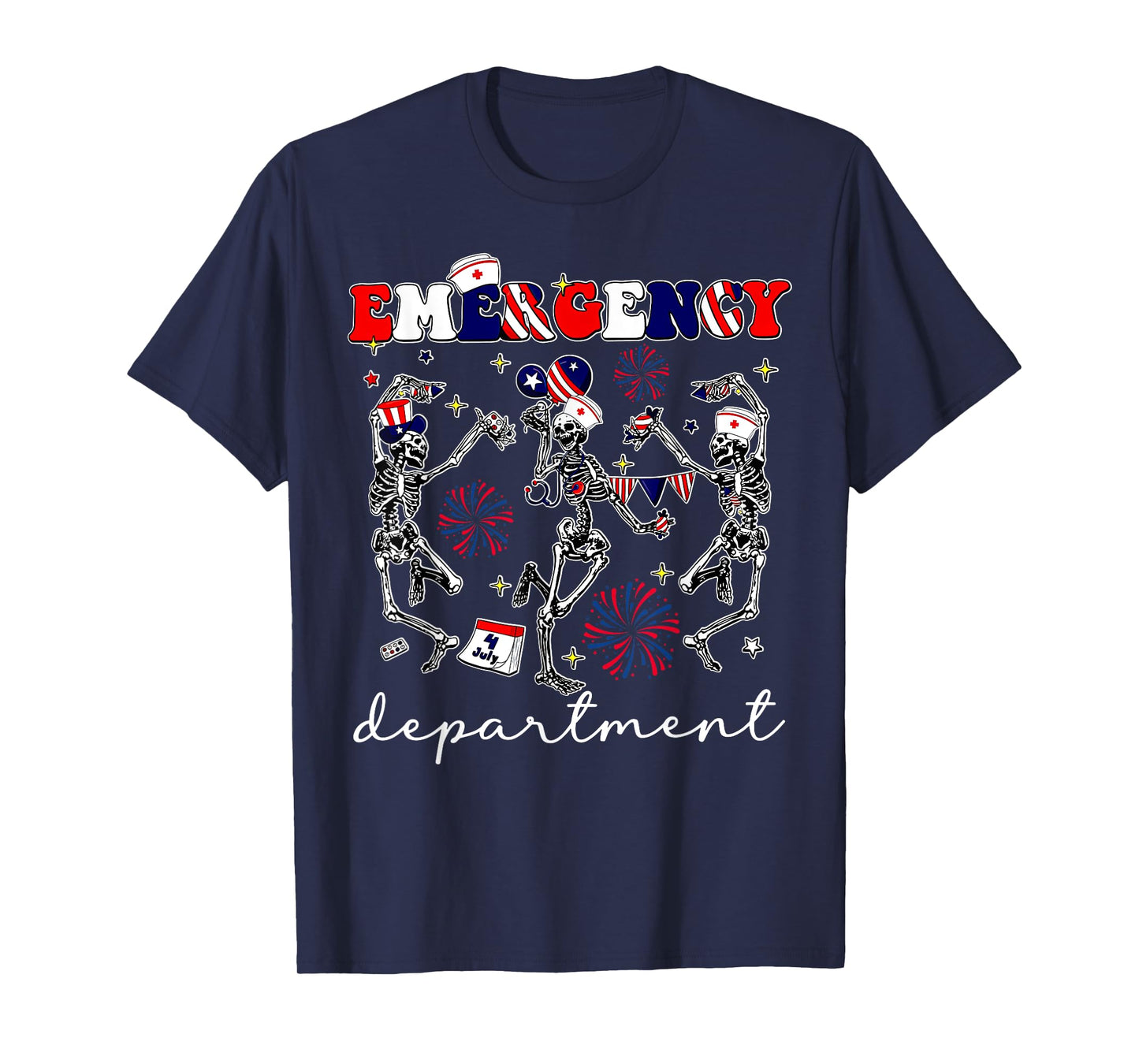 Emergency Department Skeleton Dancing ER Nurse 4th Of July T-Shirt