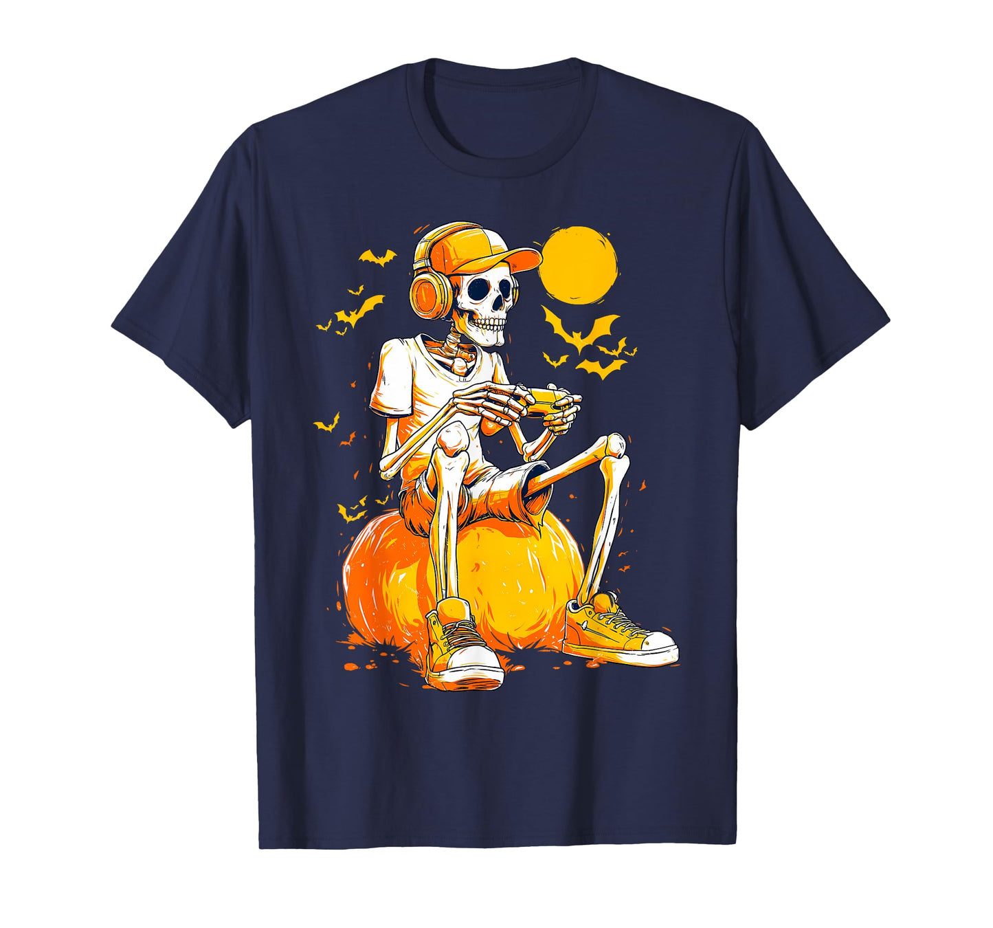 Bruh Halloween Boys Kids Gamer Mens Skeleton Video Gaming T-Shirt