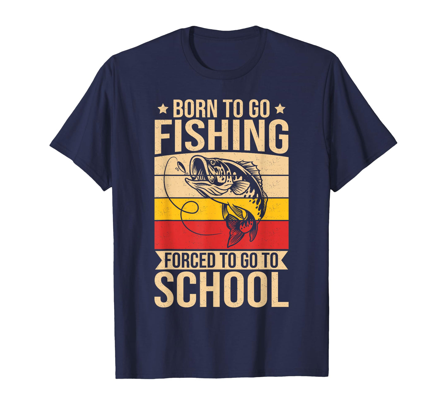 Boys Fishing Shirt Kids Men Born To Go Fishing Forced School T-Shirt