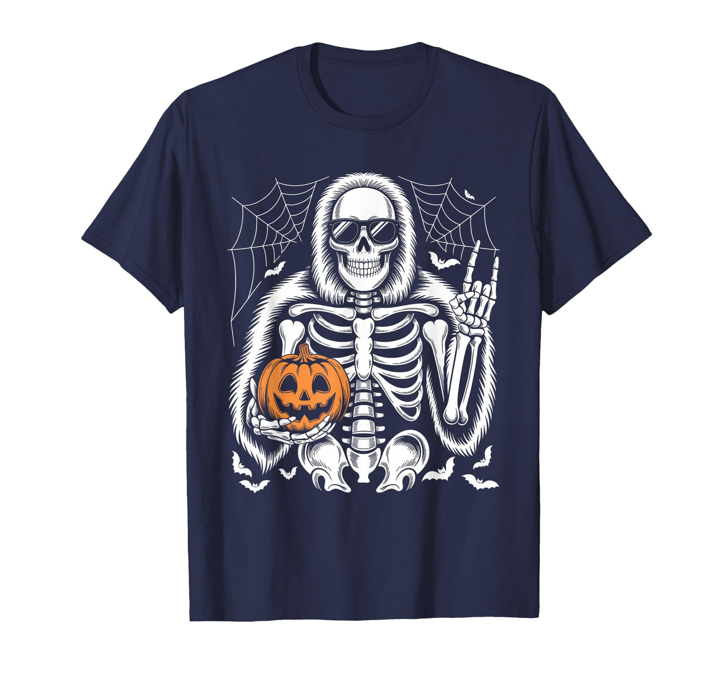Spooky Bigfoot Jack O Lantern Skeleton Halloween Boys Mens T-Shirt