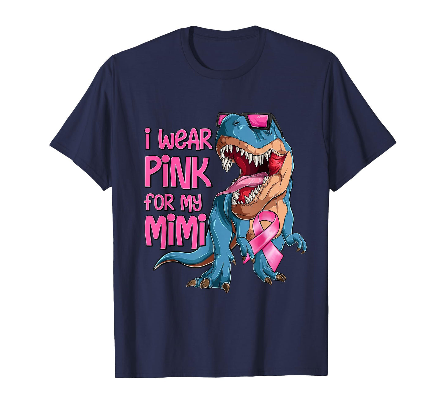 I Wear Pink For My Mimi Breast Cancer Awareness Dinosaur T-Shirt