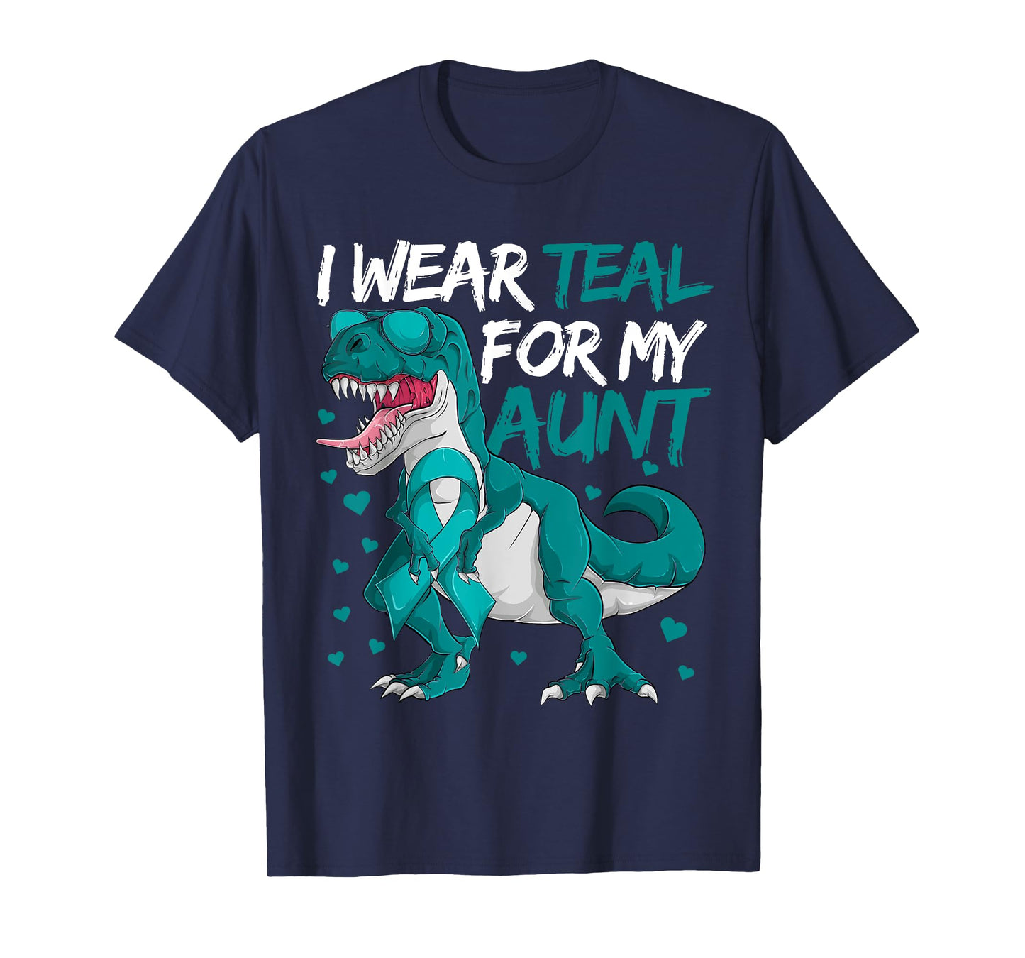 Ovarian Cancer Dinosaur Shirts, I Wear Teal For My Aunt Boys T-Shirt