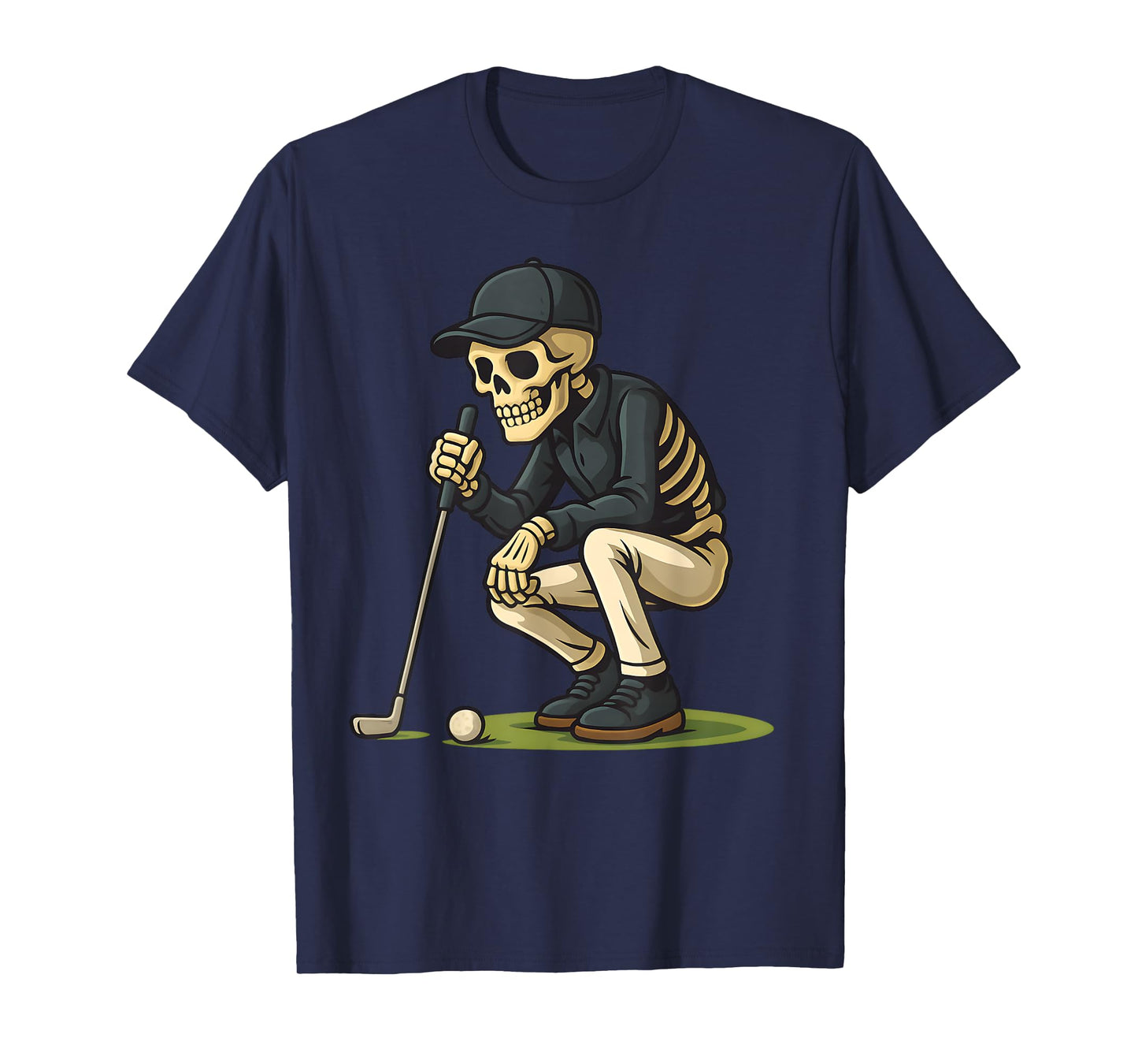 Skeleton Golf Halloween Golfer Golf Player Funny Men Dad T-Shirt