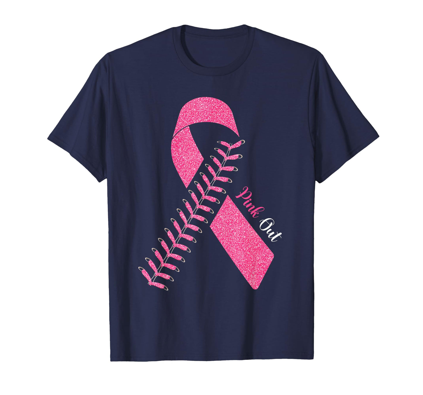 Pink Out Breast Cancer Awareness Baseball Ball & Pink Ribbon T-Shirt