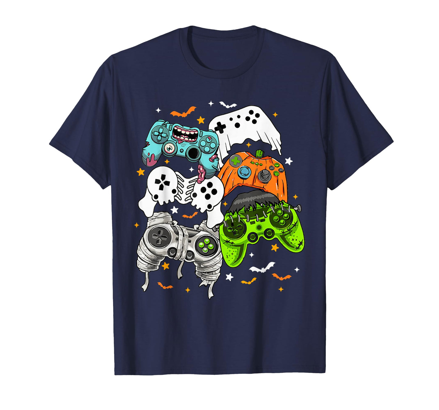 Halloween Skeleton Zombie Gaming Controllers Mummy Boys Kids T-Shirt