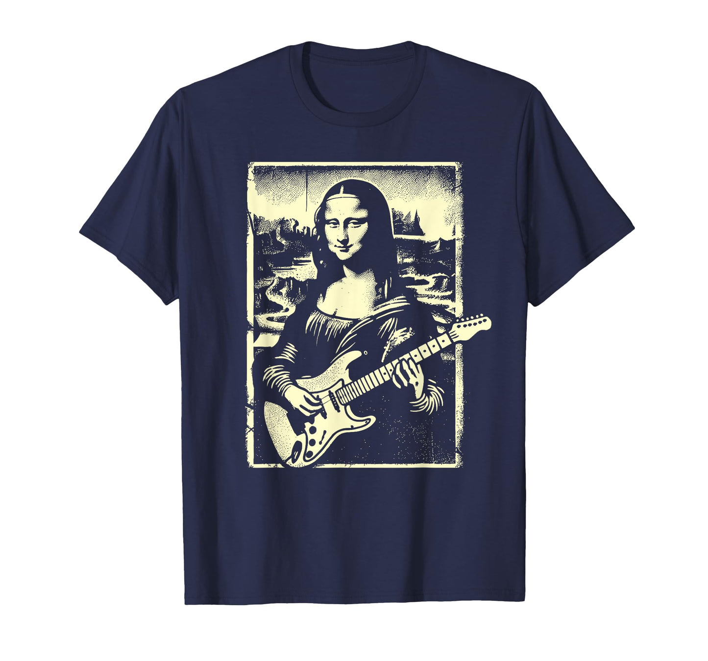 Mona Lisa Guitar Music Teacher Novelty Funny Electric Guitar Men Women Girls Kids T-Shirt