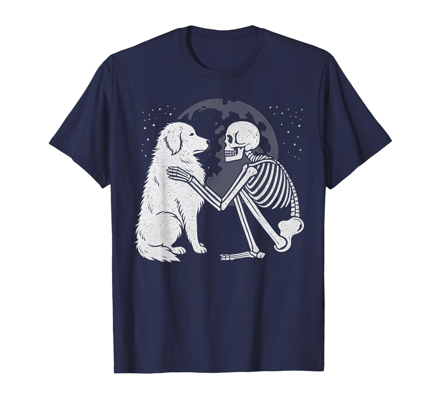 Great Pyrenees Skeleton Moon Halloween Dog Lover T-Shirt