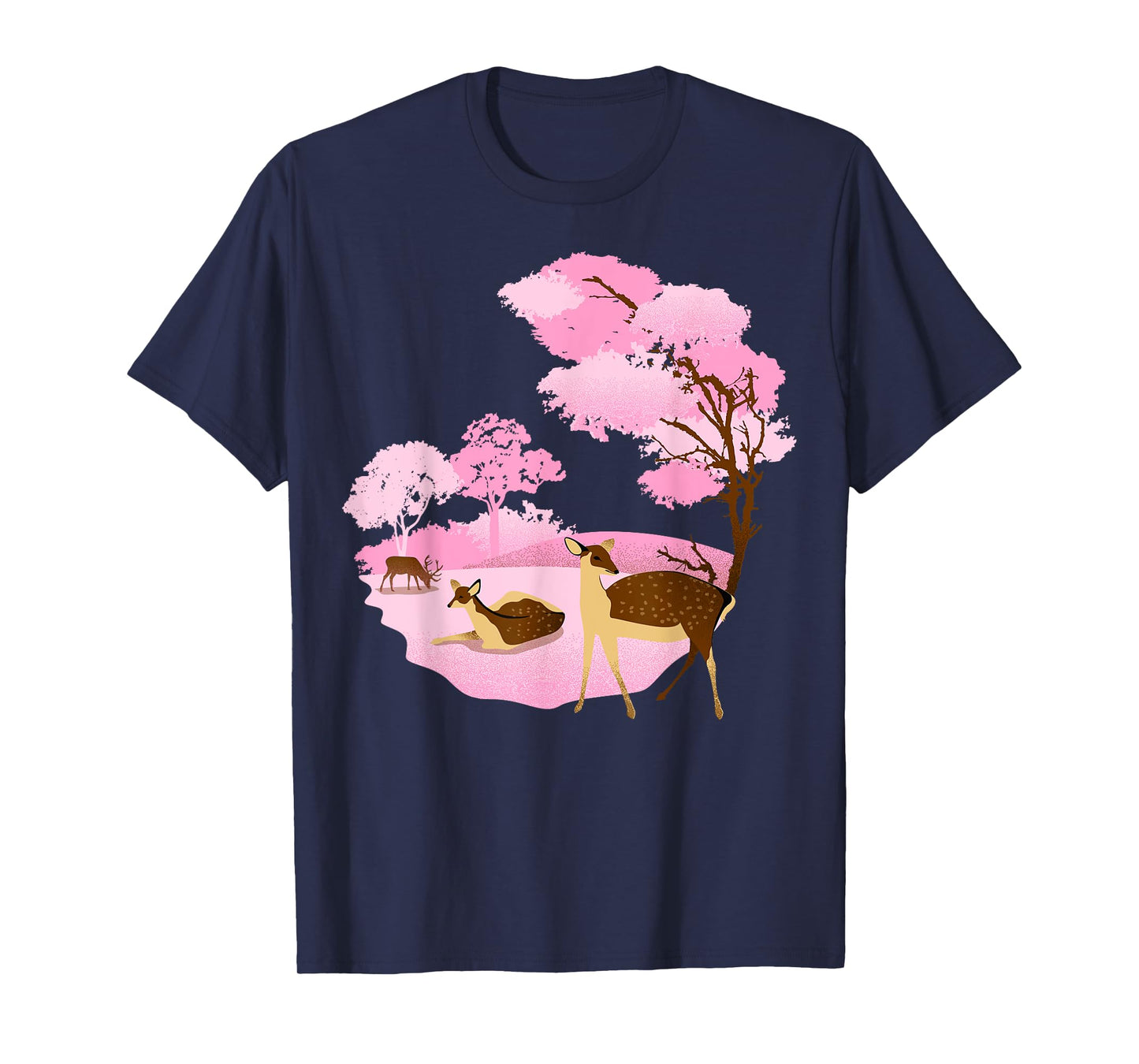 Japanese Landmark Nara Park Pink Deer T-Shirt