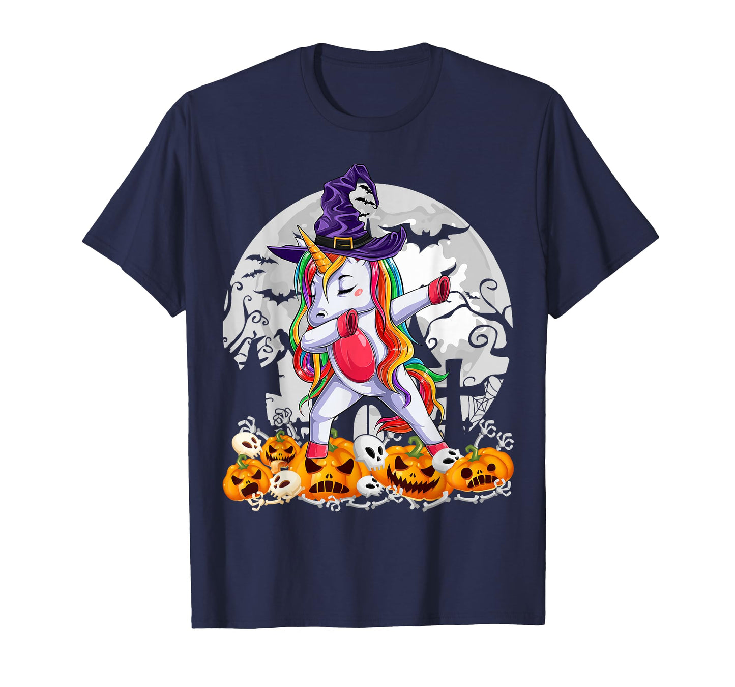 Unicorn Dabbing Dance Spooky Halloween Costume Girls Witch T-Shirt