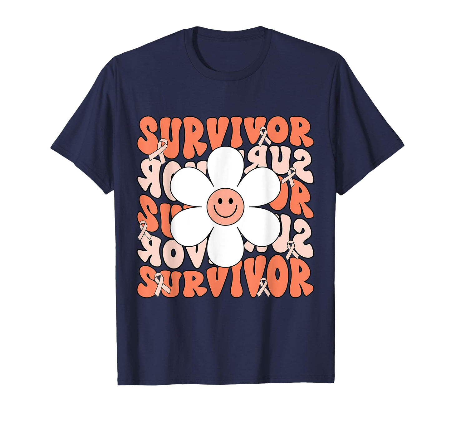 Uterine Cancer Peach Ribbon Uterine Cancer Survivor T-Shirt