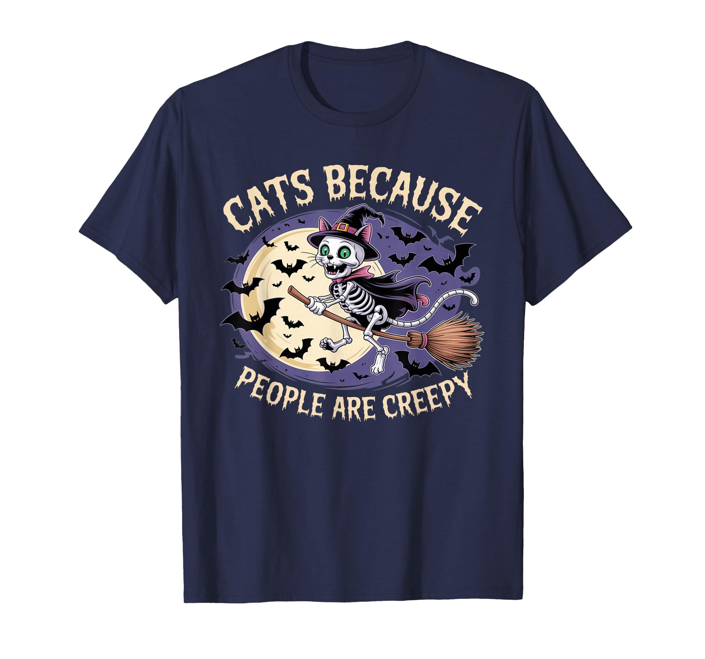 Cats Because People are Creepy Ghost Halloween Cat Mom Kids T-Shirt