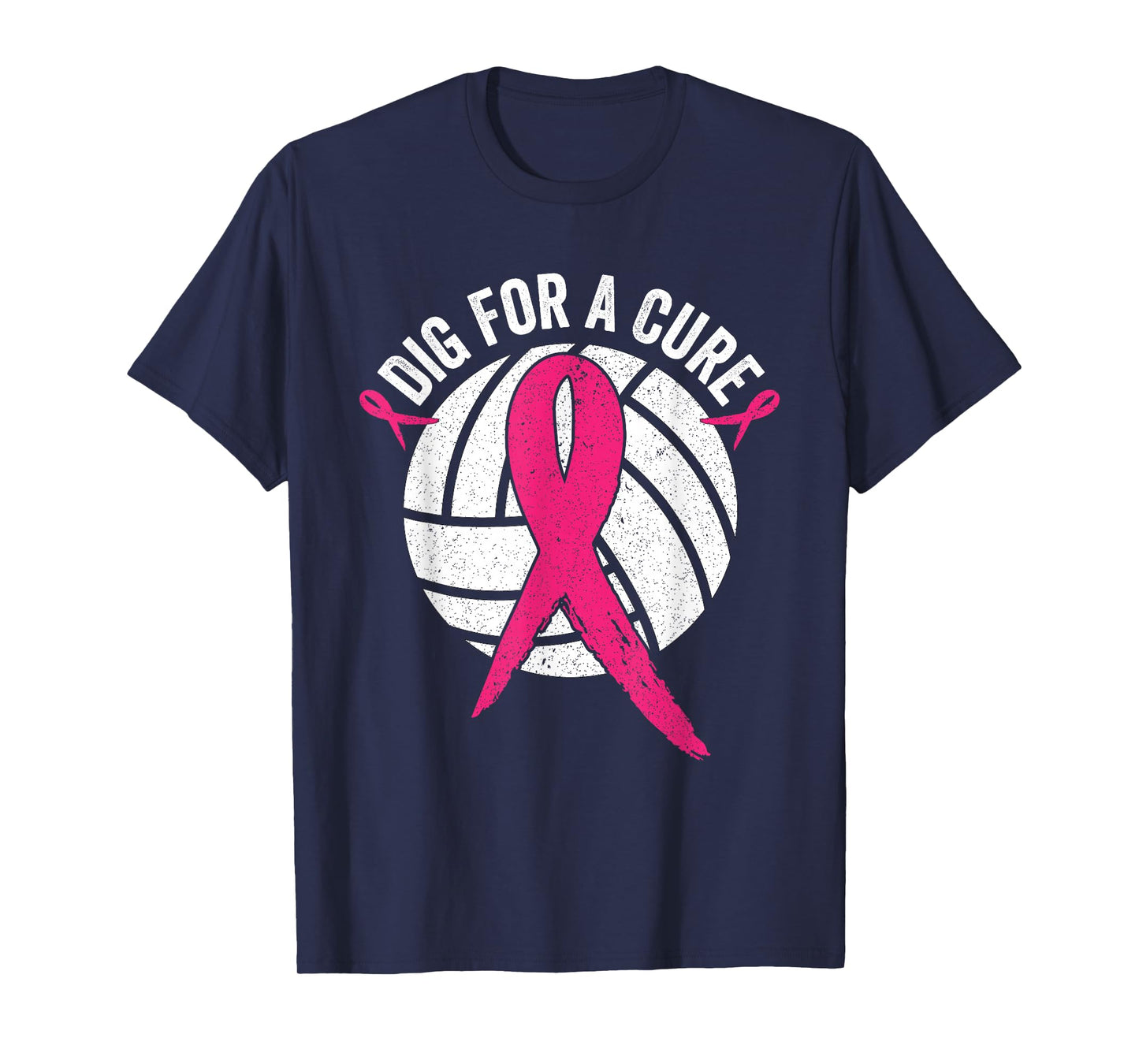Dig For Cure Ribbon Volleyball Breast Cancer Awareness Pink T-Shirt