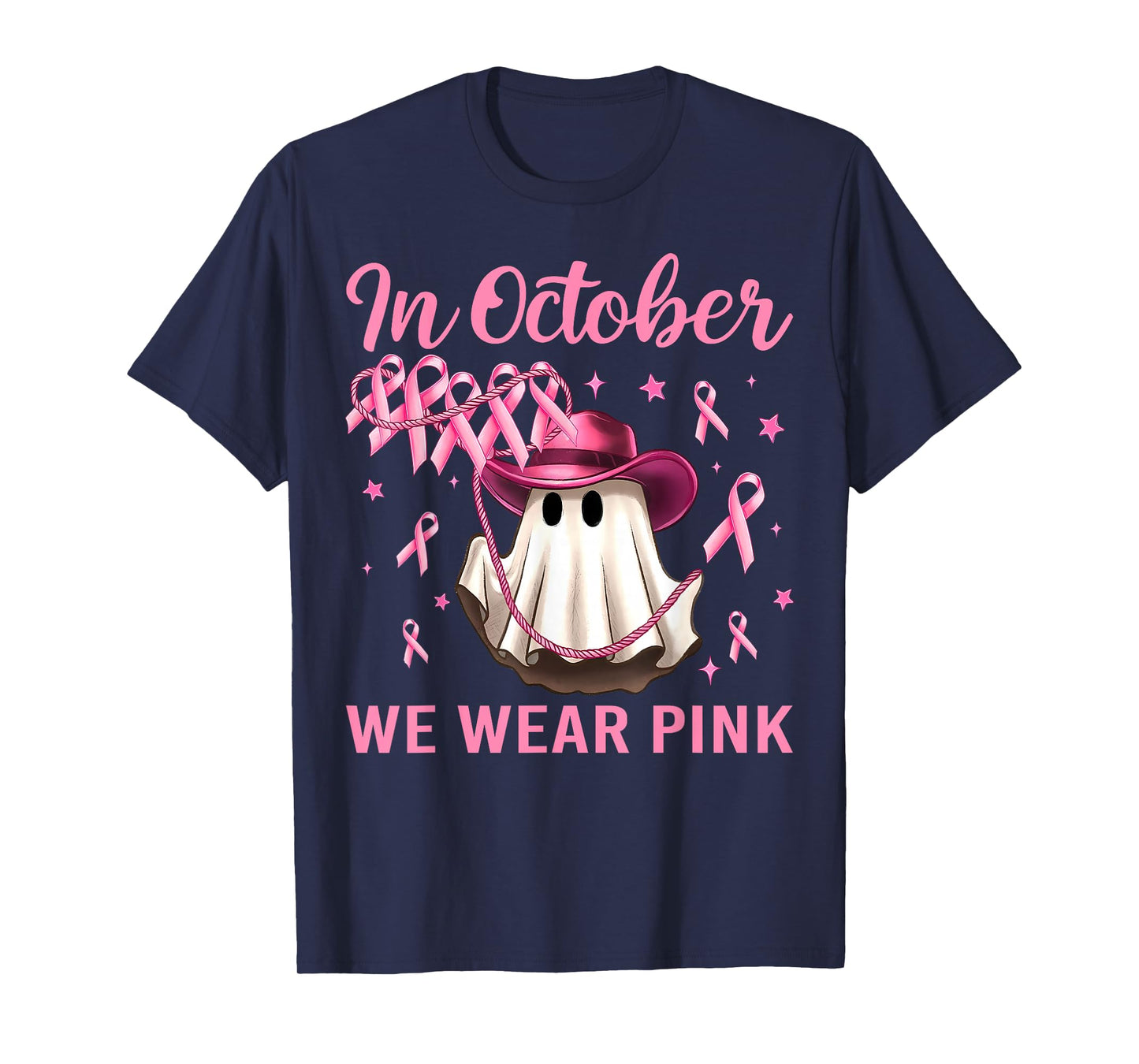 in October We Wear Pink Men Women Breast Cancer Awareness T-Shirt