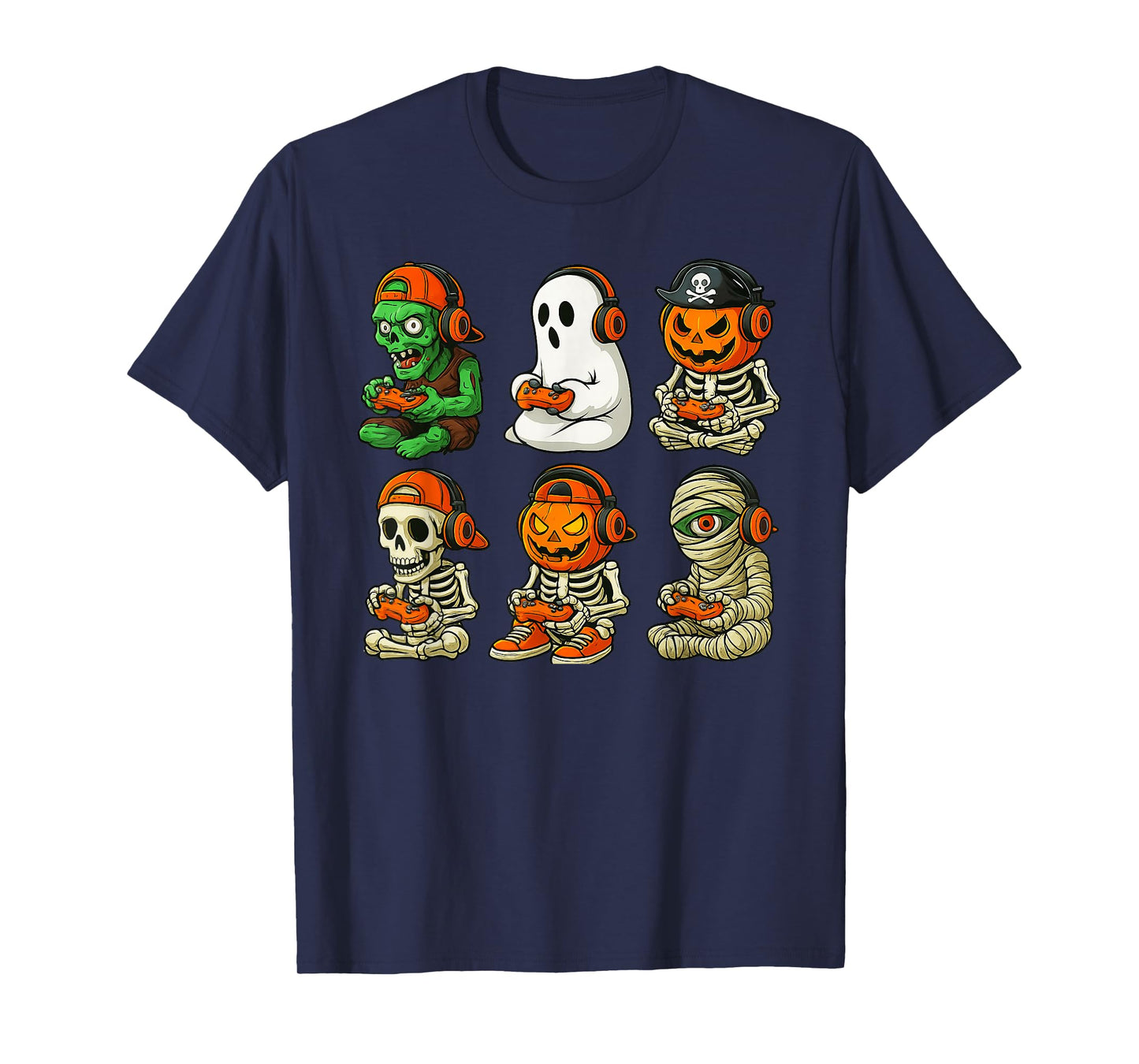 Skeleton Boo Gamer Halloween Retro Video Game Apparel T-Shirt