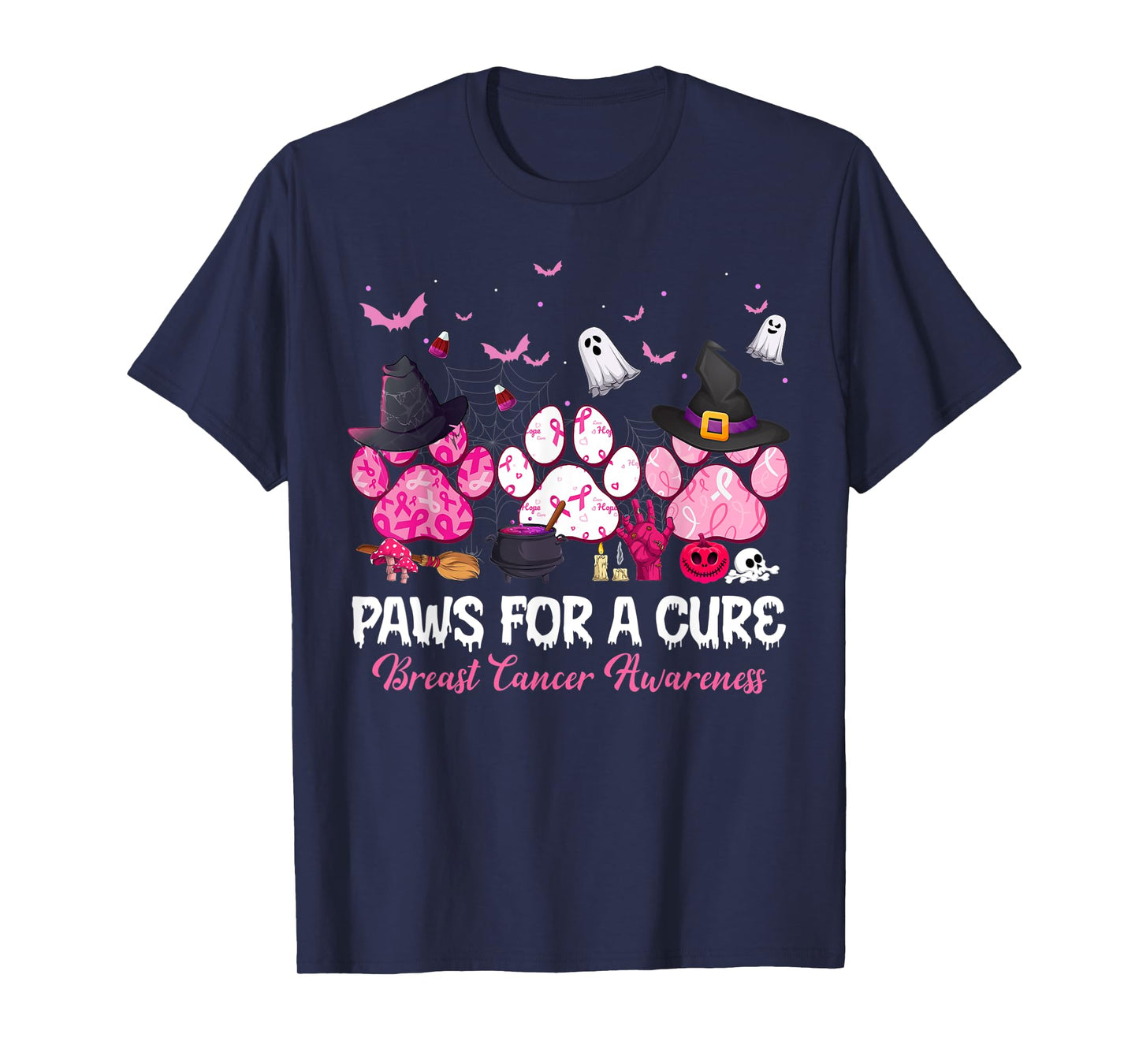 Paws for a Cure Dog Lovers Breast Cancer Halloween Costume Men Women T-Shirt