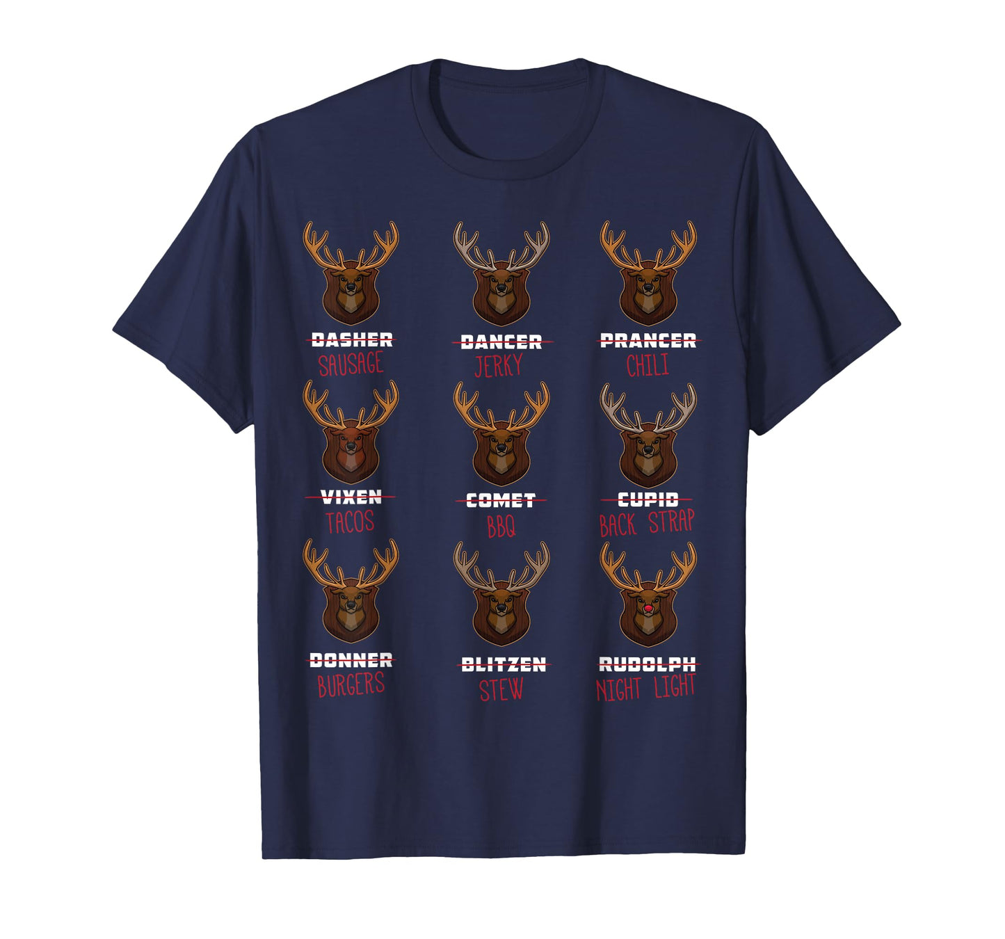 All of Santa's Reindeer Funny Deer Hunter Graphic Christmas T-Shirt