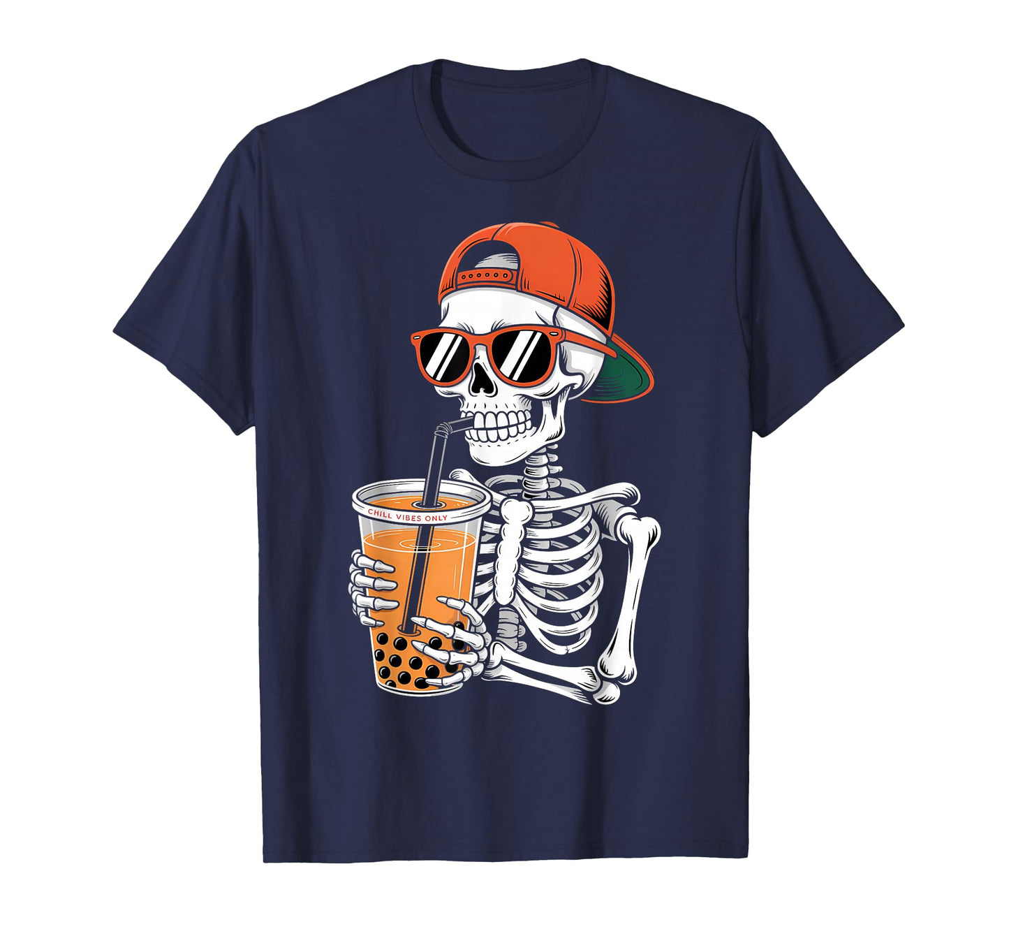 Funny Halloween Skeleton Boba Tea Costume T-Shirt