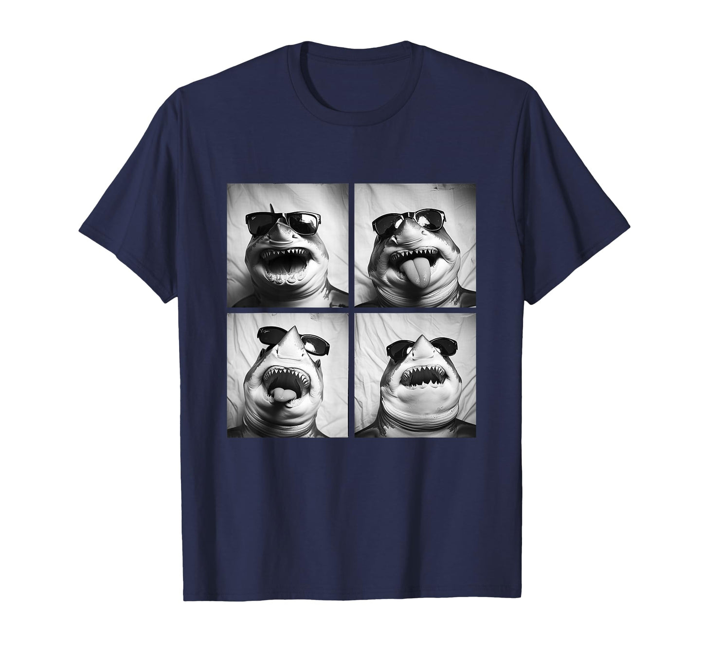 Funny Sharks with Sunglasses Cool Marine Animals Humor Meme T-Shirt