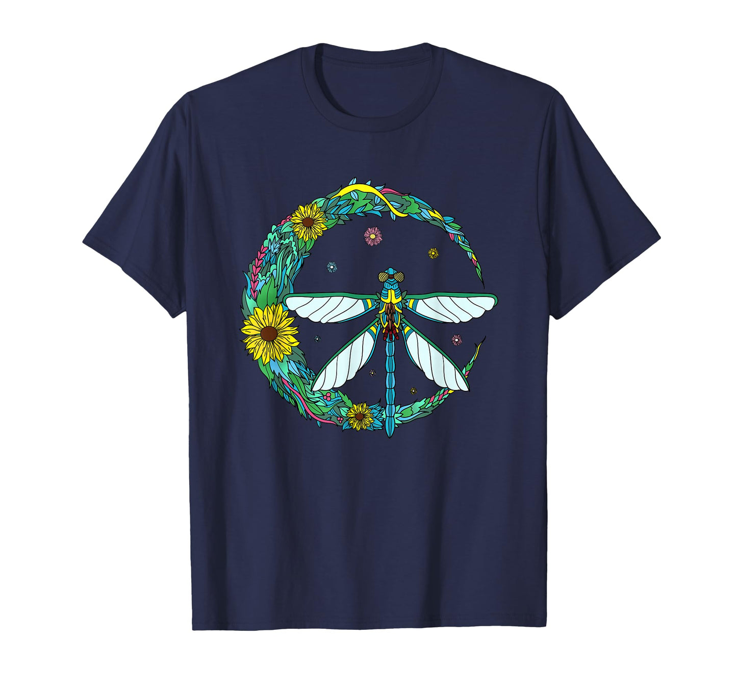 Dragonfly Boho Crescent Moon Peace Sign Hippie Dragonflies T-Shirt