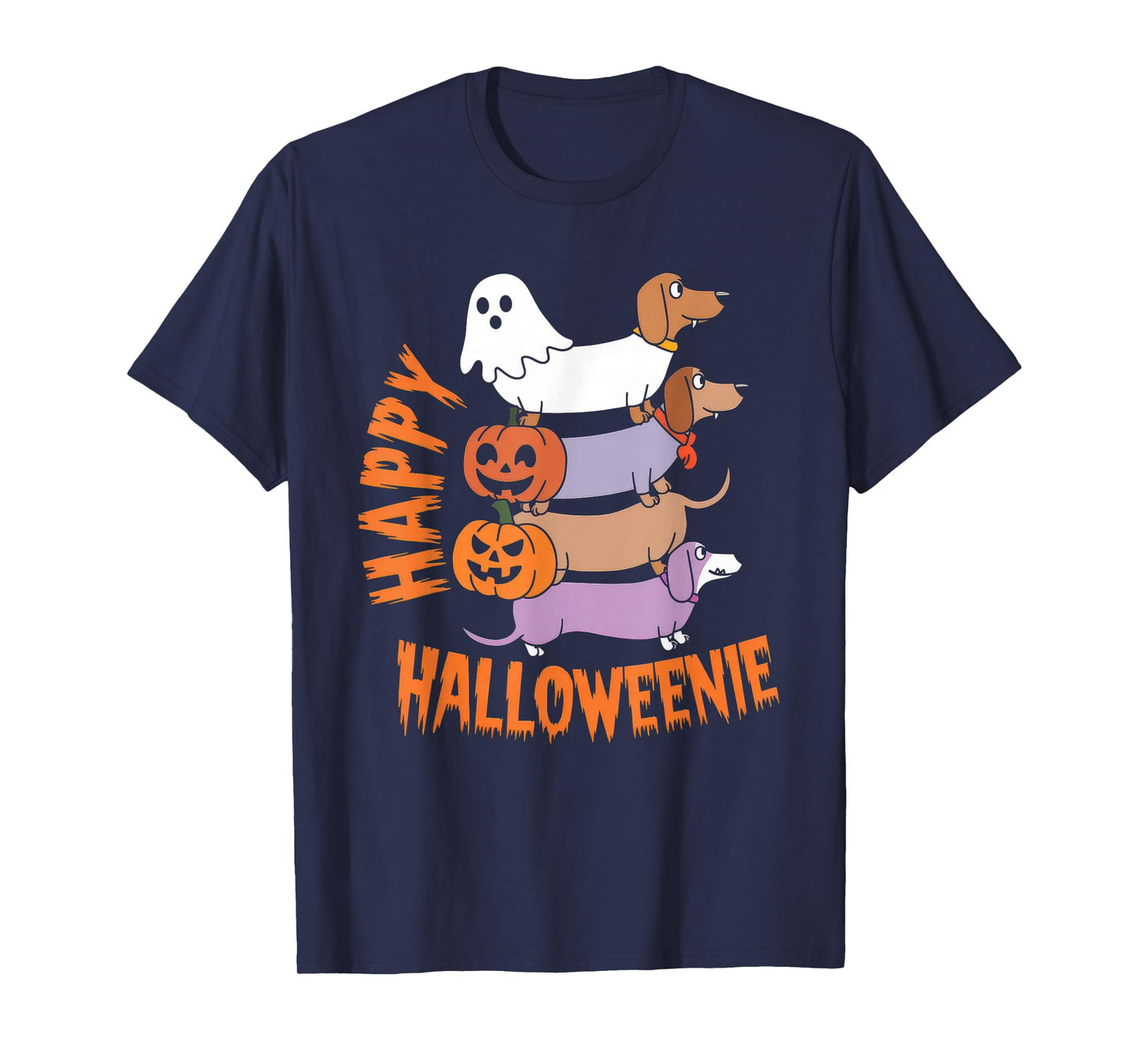 Happy Halloweenie Tshirt Women Men Wiener Monster Party T-Shirt