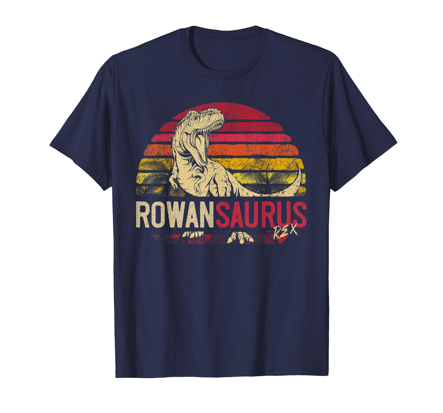 Rowan Saurus Funny Personalized Dinosaur T Rex Name Boy Gift T-Shirt