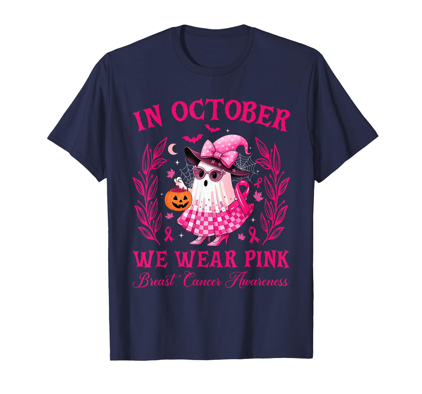 in October, we wear Pink Hallowen for Women Cute T-Shirt