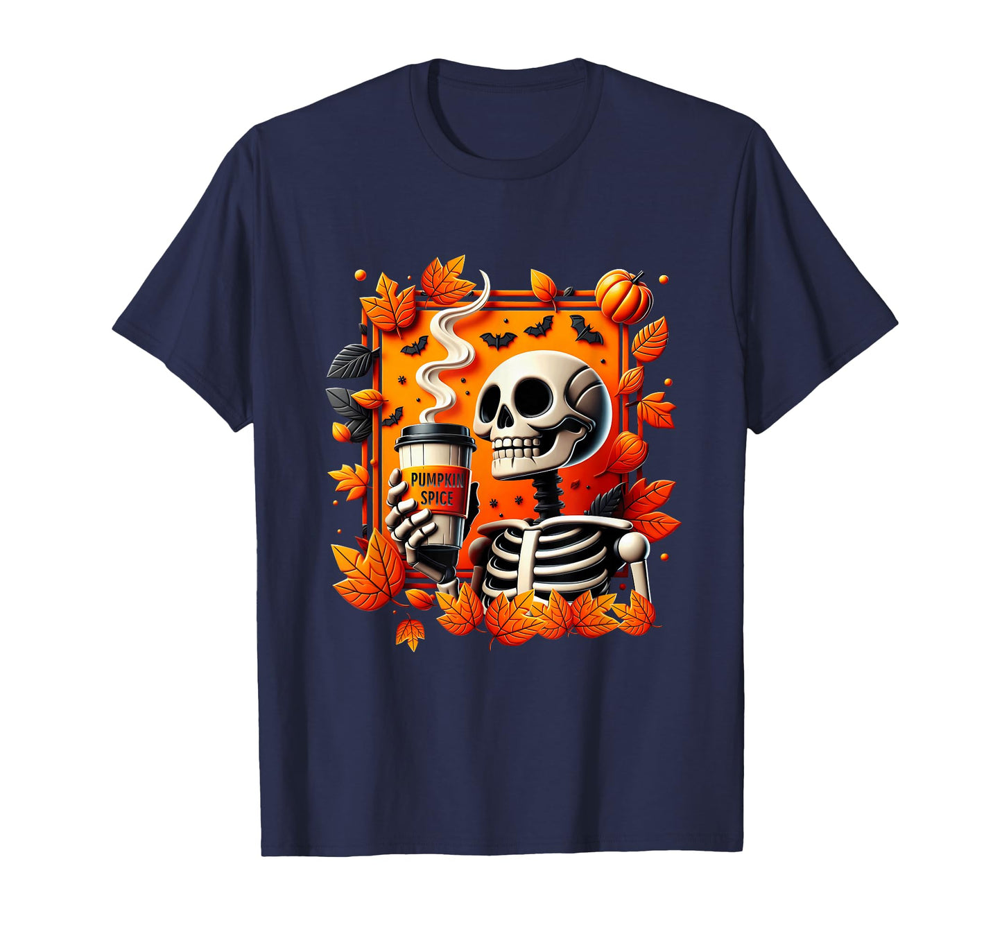 Happy Fall Yall Women Pumpkin Spice Halloween Skeleton T-Shirt