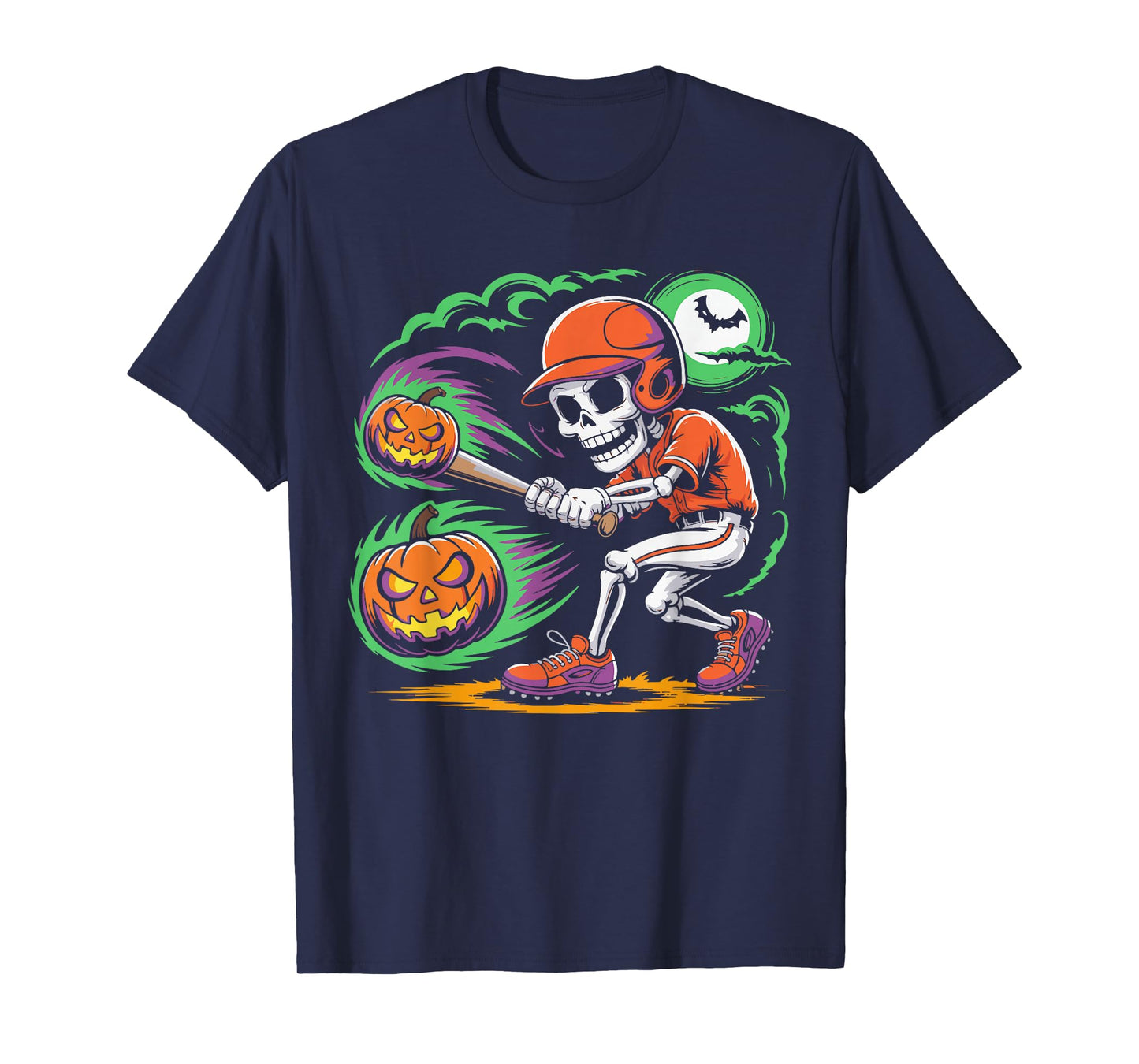 Spooky Season Skeleton Baseball Player Halloween Batter T-Shirt