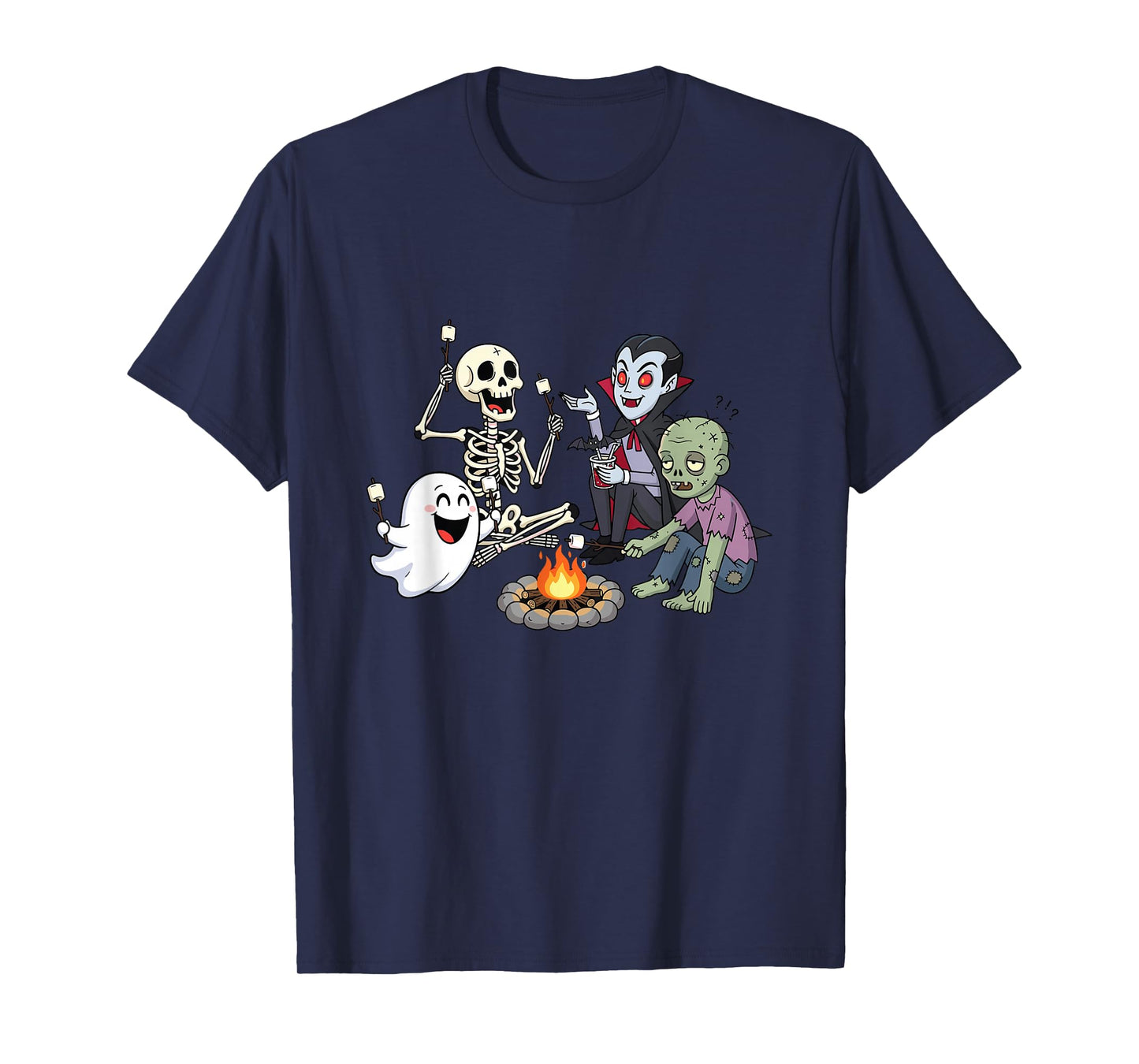 Funny Halloween Ghost Skeleton Zombie Vampire Campfire T-Shirt