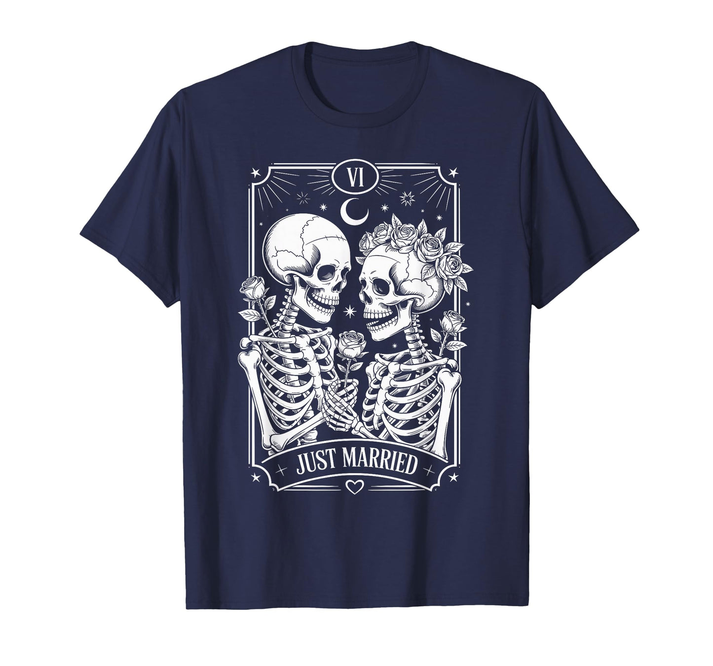 Just Married The Lovers Skeleton Couple Matching Halloween T-Shirt