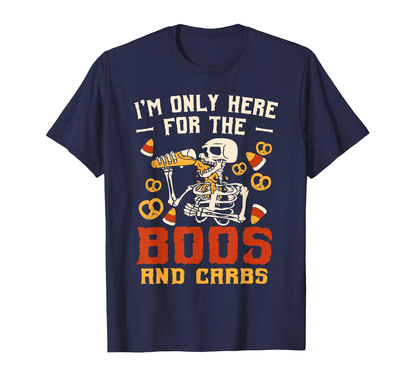 Only Here for Boos and Carbs Halloween Spooky Haunted Season T-Shirt