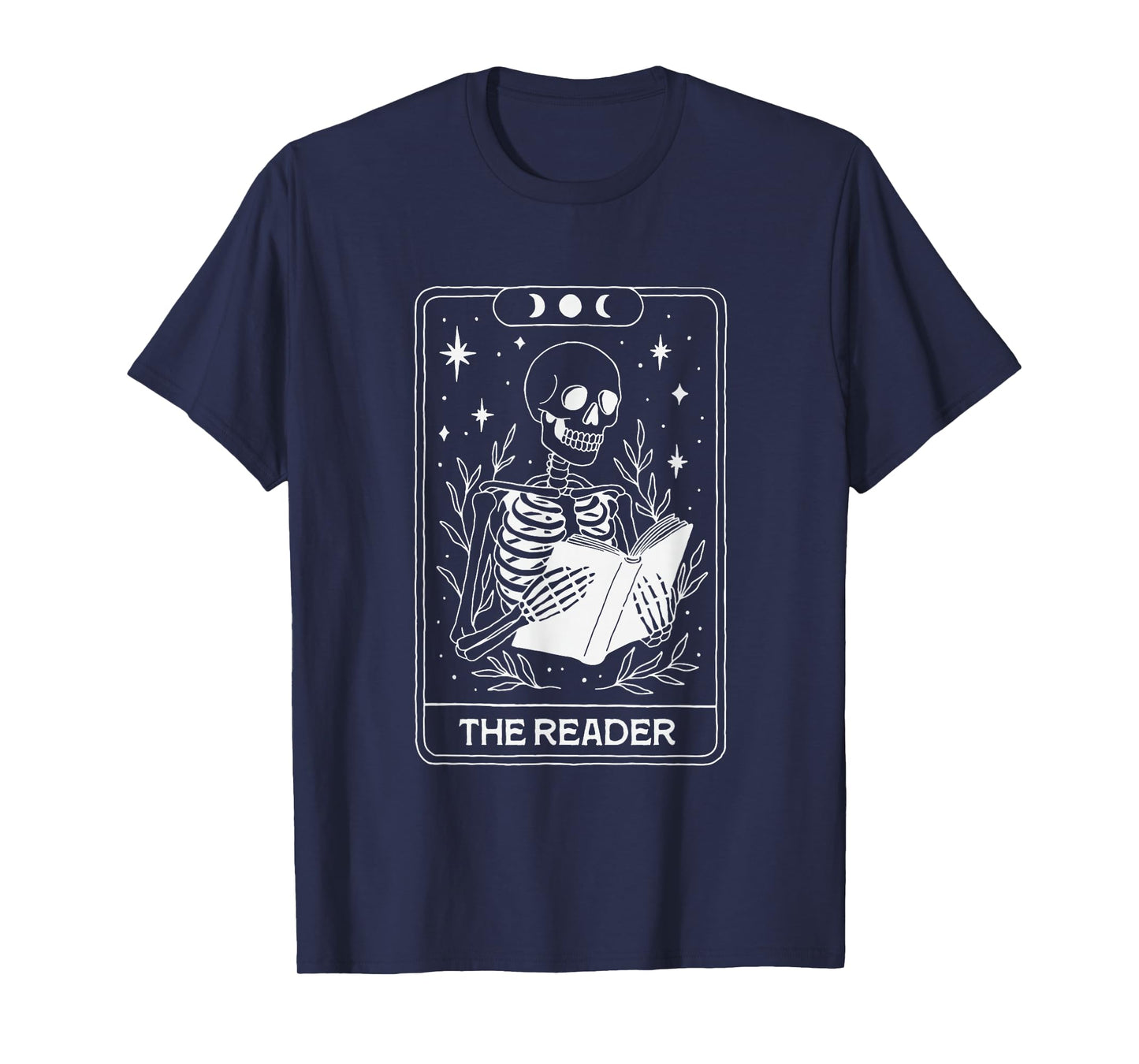 Skeleton Tarot Card The Reader Book Lover Witchy T-Shirt
