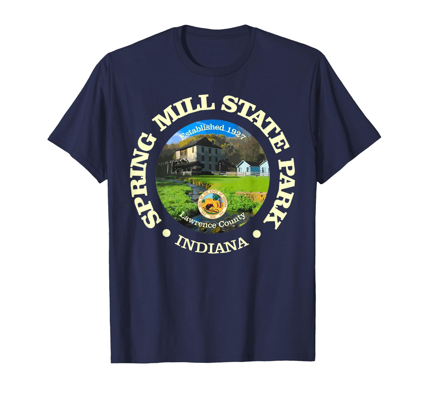 Spring Mill State Park, Indiana Funny Hiking State Parks T-Shirt