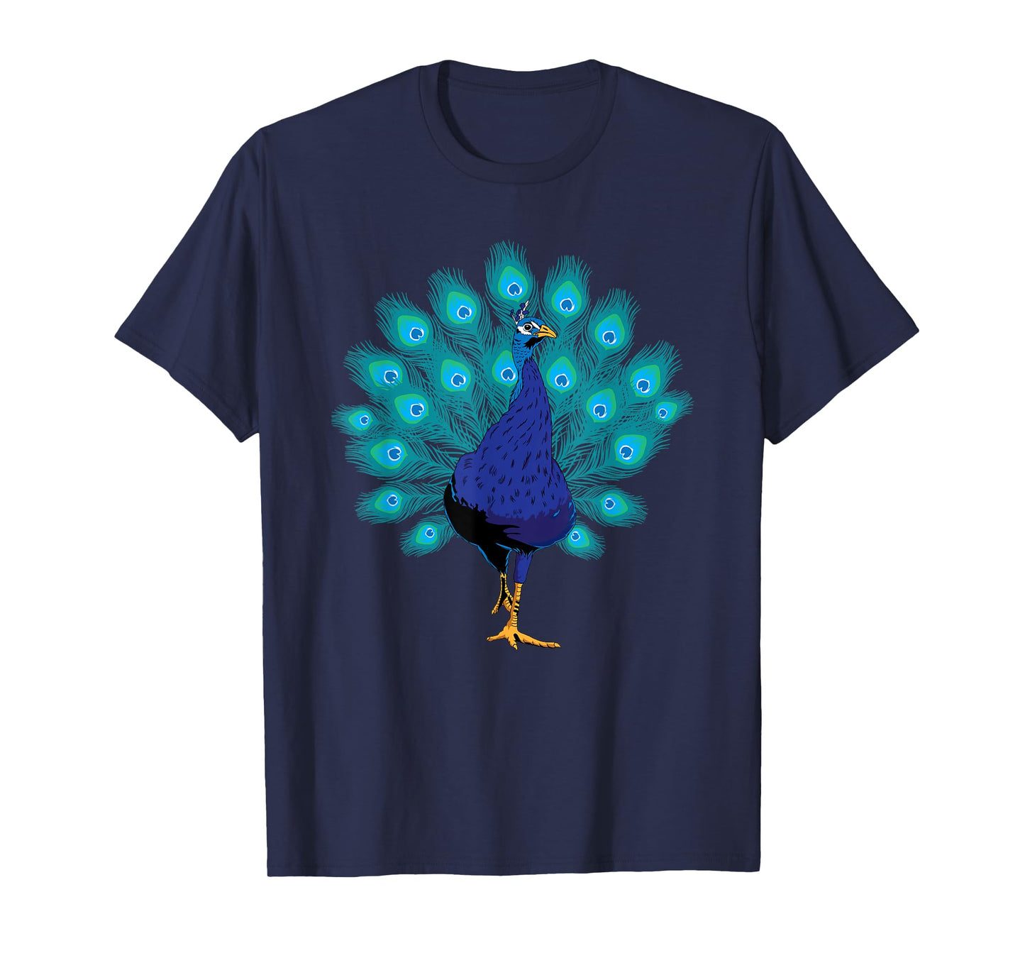 Blue Peacock Print Teal Feathers Bird Lover Men Women Gifts T-Shirt