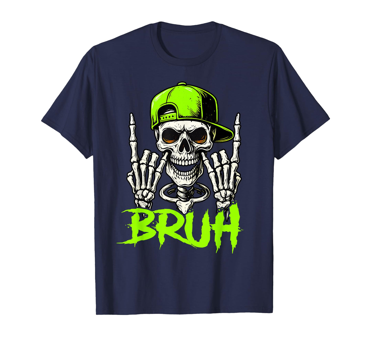 Rocker Skeleton with Cap Cool Halloween Bruh Punk Rock T-Shirt