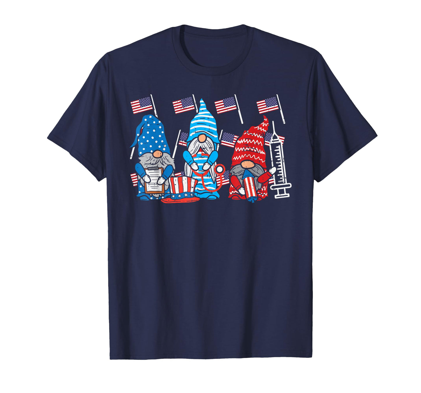 American Gnomes Nurse 4th Of July Scrub Top Patriot Women T-Shirt