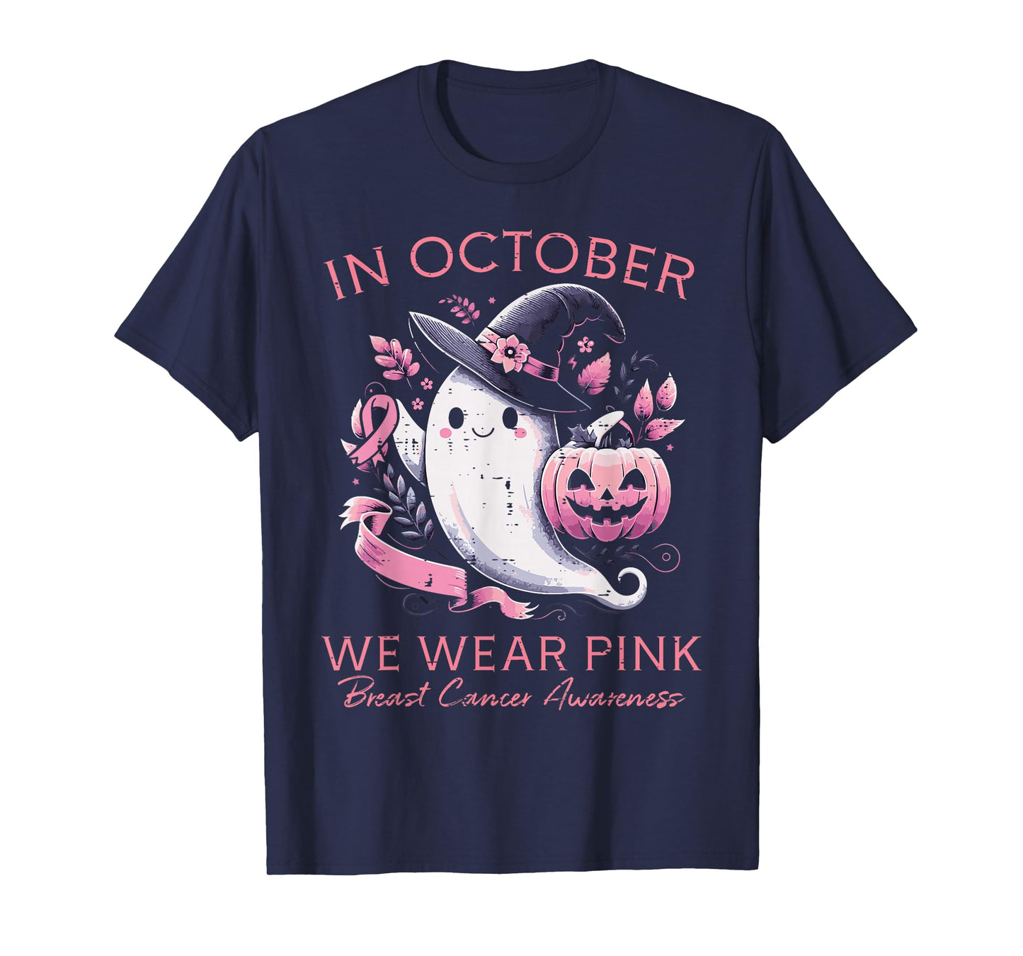Breast Cancer Ghost October Wear Pink Aware Women Girls Kids T-Shirt