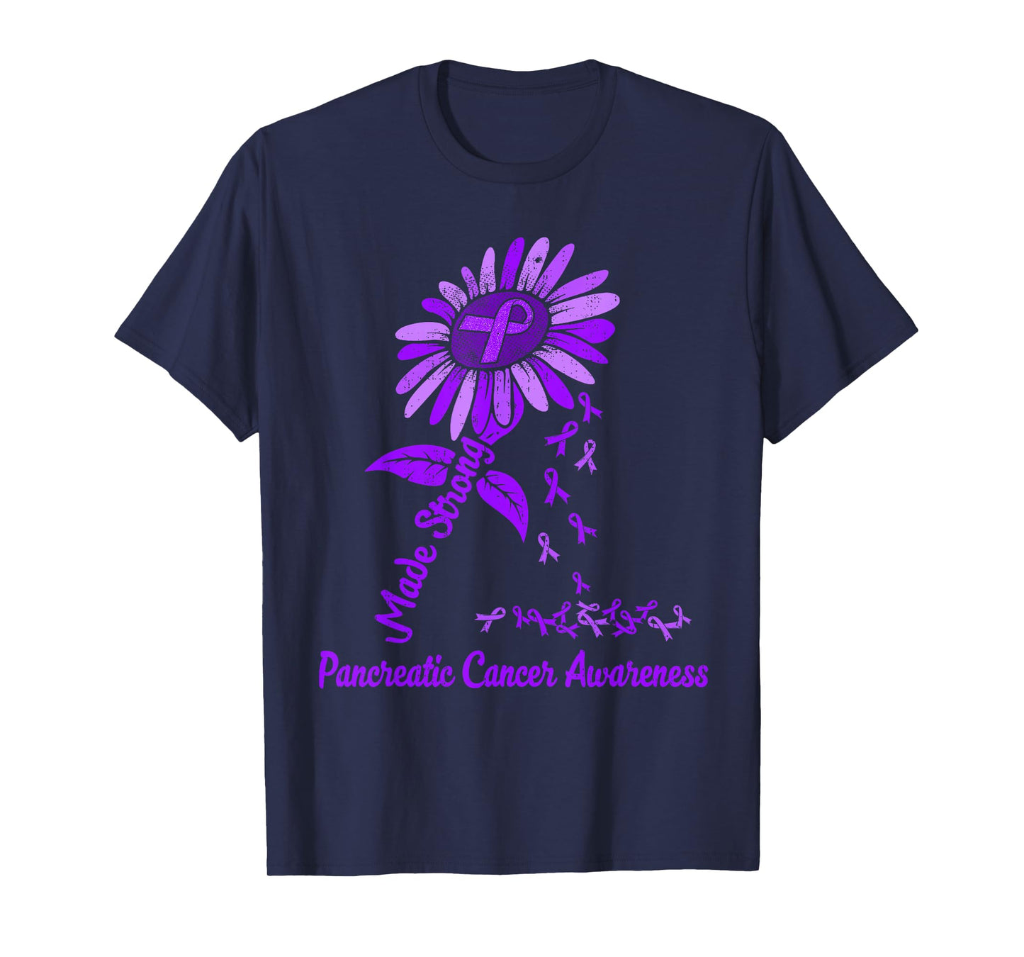 Pancreatic Cancer Awareness Sunflower Ribbon Purple Support T-Shirt