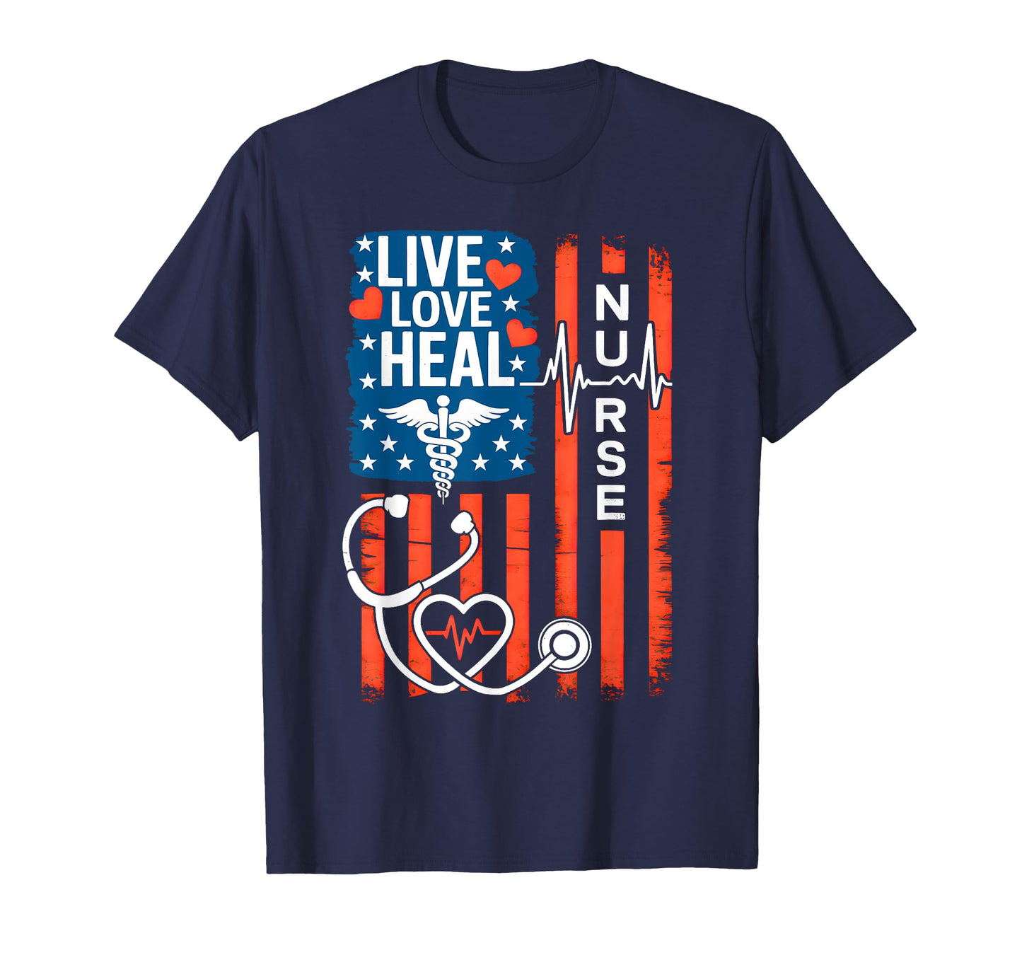 American Flag Nurse Day Patriotic 4th Of July Nurse's Day T-Shirt