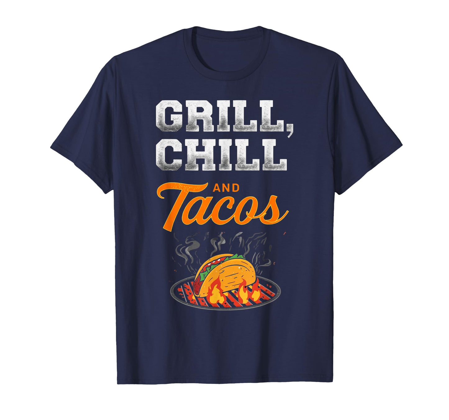 Grill Chill and Tacos Retro BBQ Fiesta Mens Top T-Shirt