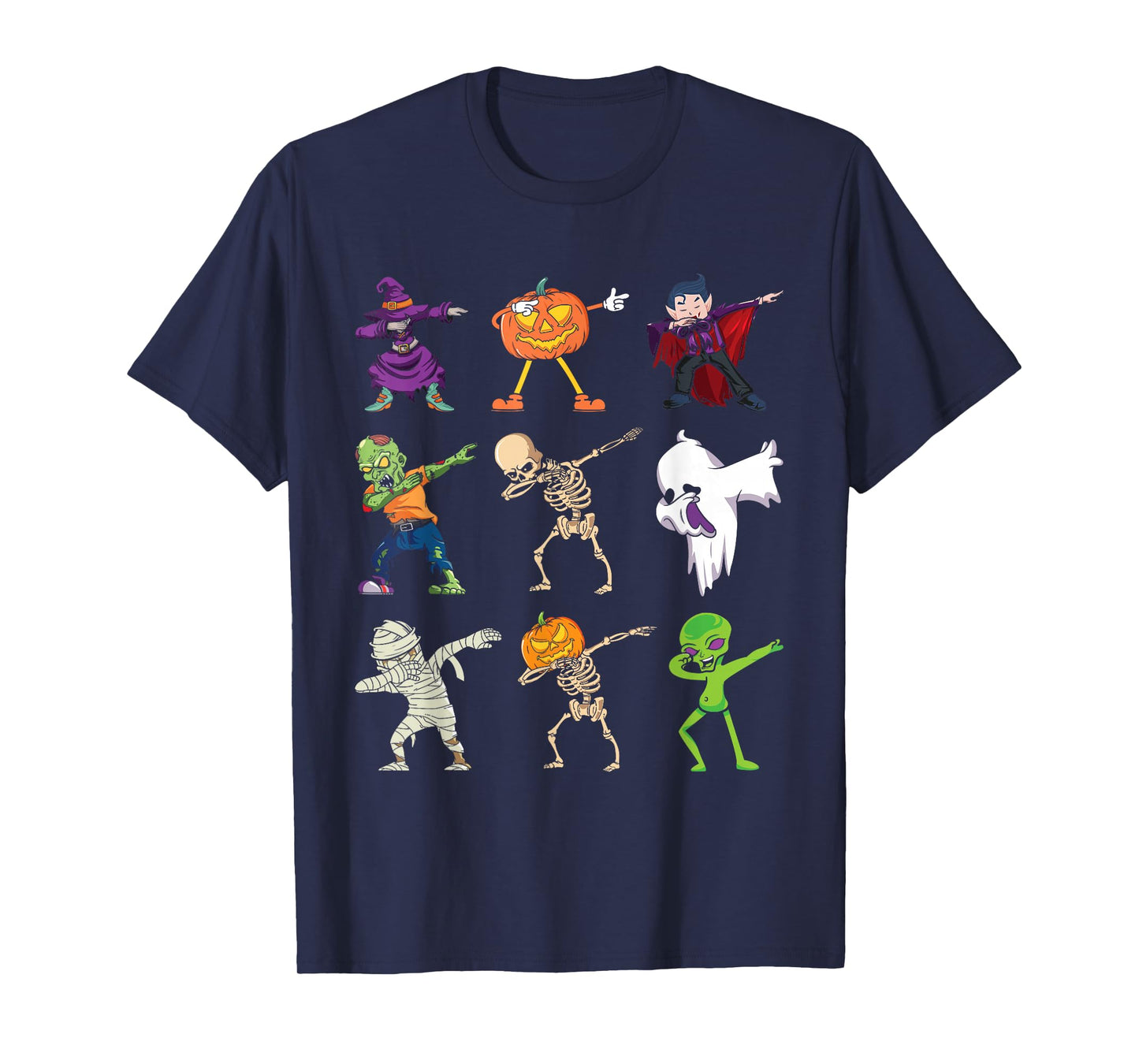 Dabbing Halloween Pumpkin Skeleton Zombie Scary Witch Mummy T-Shirt