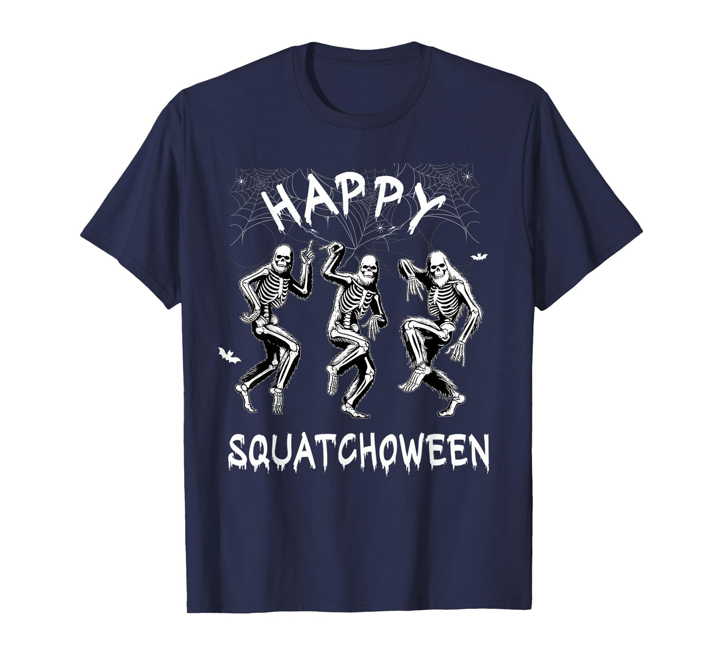 Happy Squatchoween Funny Dancing Bigfoot Skeleton Halloween T-Shirt
